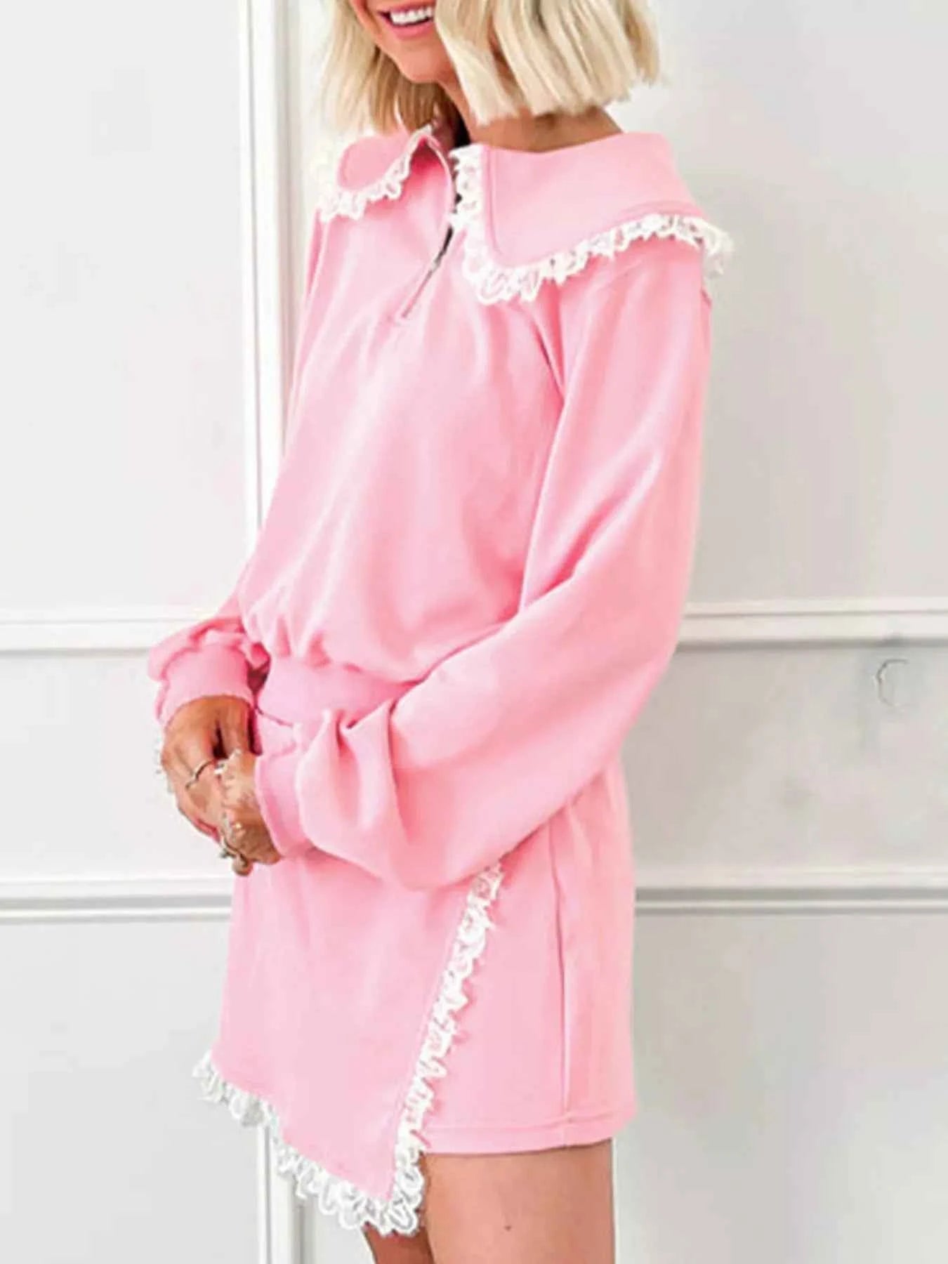 Peter Pan Lace Embellished Neck Sweatshirt and Skirt Two Piece Set ef9c8153-5bed-40d9-9705-e07a95ccbd02-Max-Origin