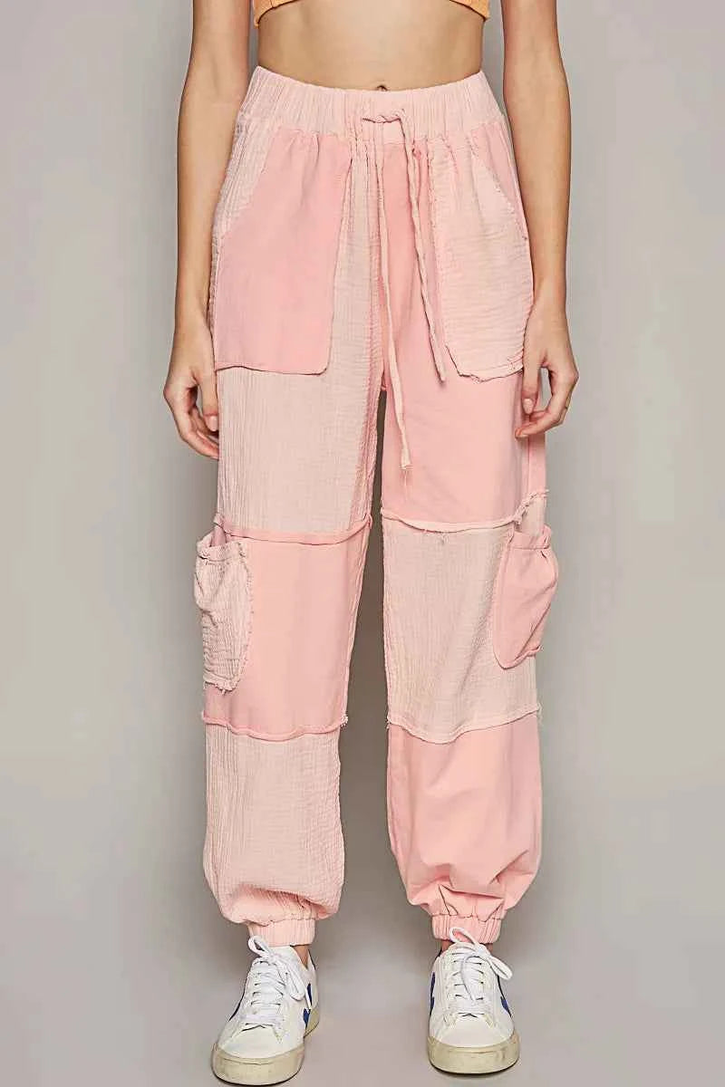 POL Drawstring Pocketed Contrast Jogger Pants Blush Pink ef9d3749-8968-43ea-9a01-ef6bbb27ad81-Max-Origin