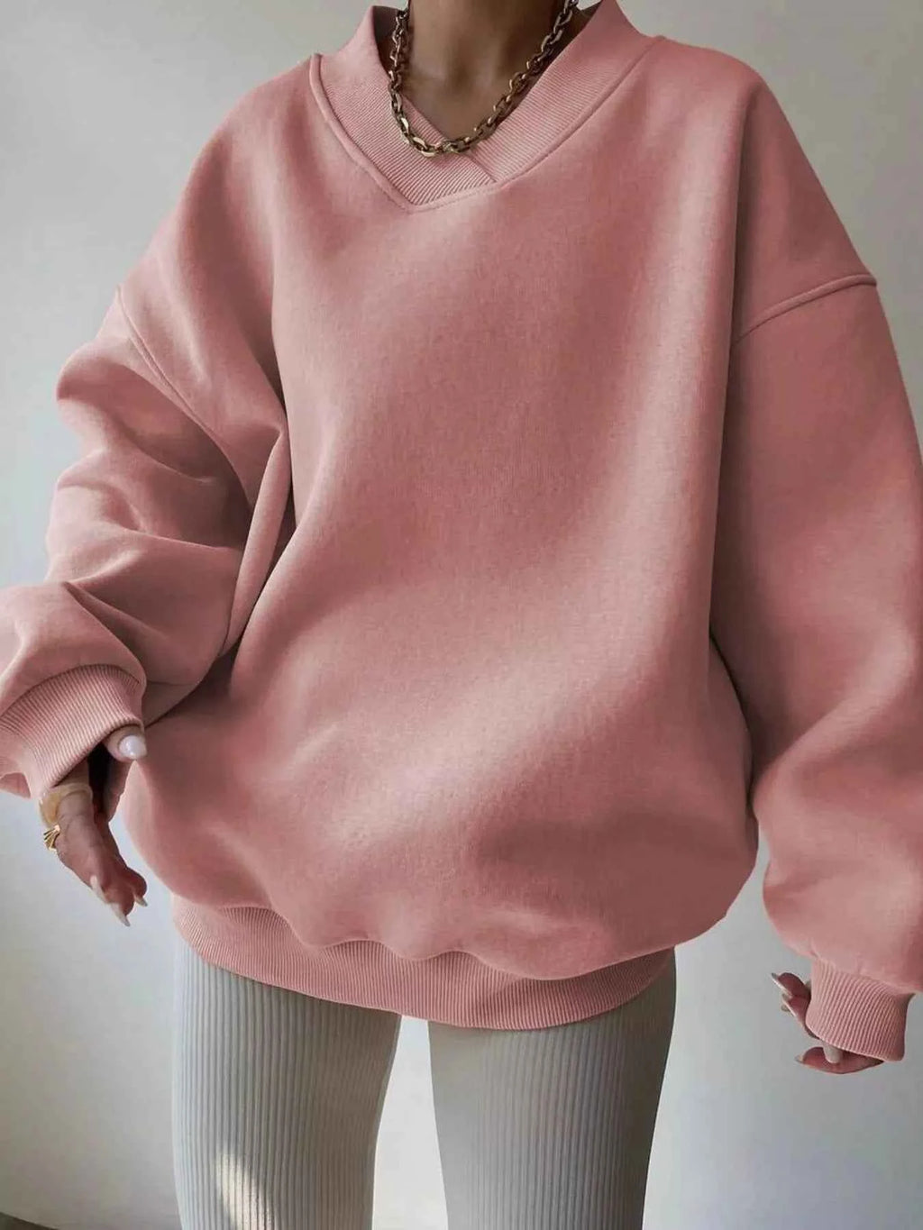 Dropped Shoulder Long Sleeve Oversized Sweatshirt Pink efbaa47ff4f74fba8d020ea8c0ea80f3-Max-Origin