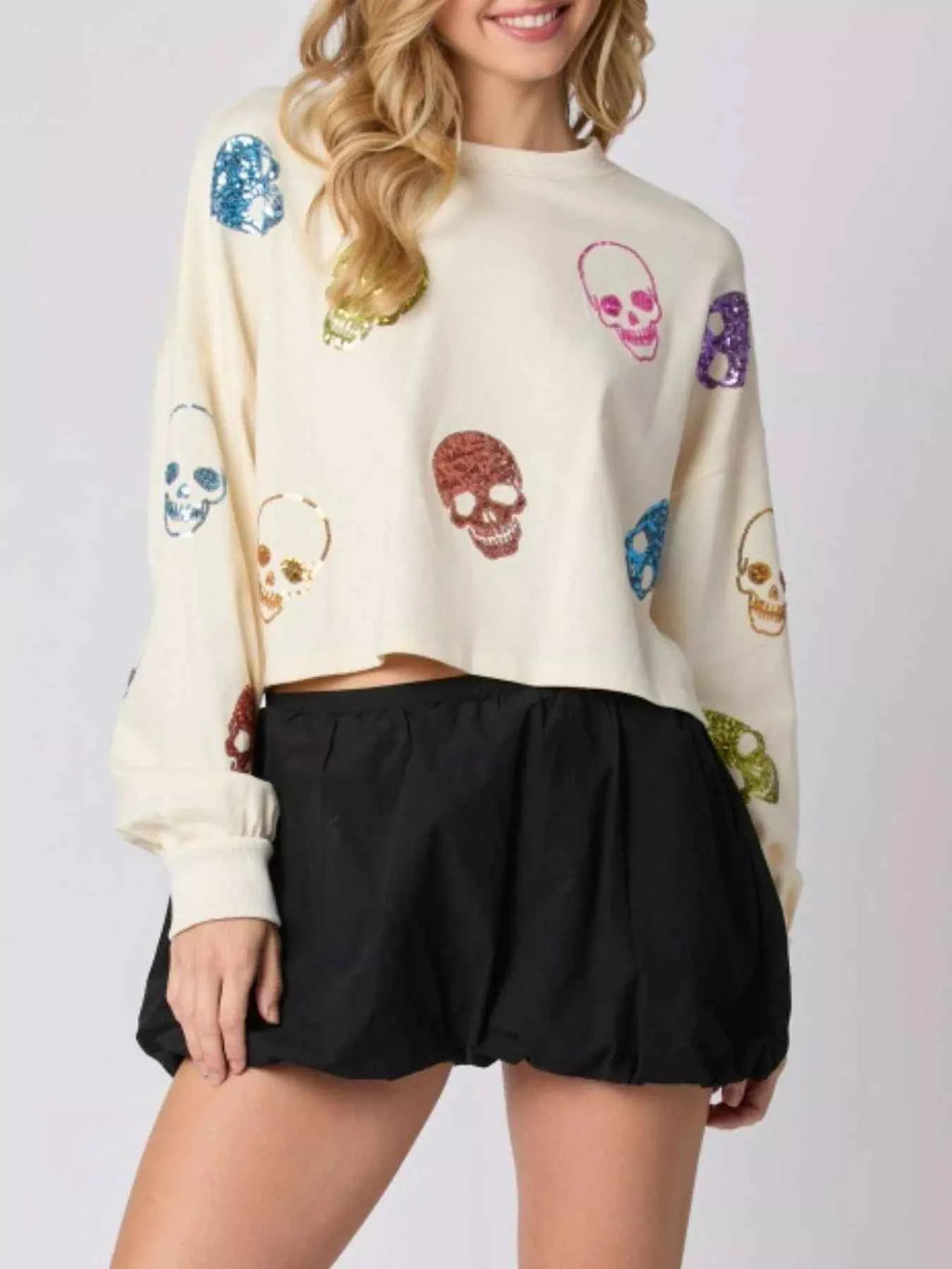 Sequin Skull Long Sleeve Sweatshirt efe43e7b-0d63-42c1-b2e2-03d56b200d7d-Max-Origin