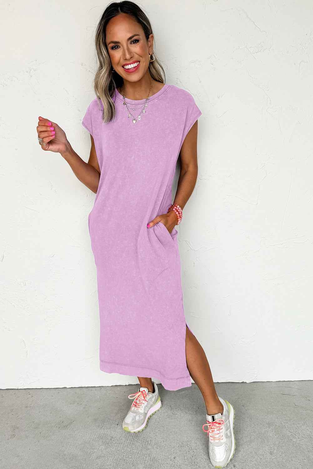 Wisteria Mineral Wash Pocketed T-shirt Dress f02730b29a12148d