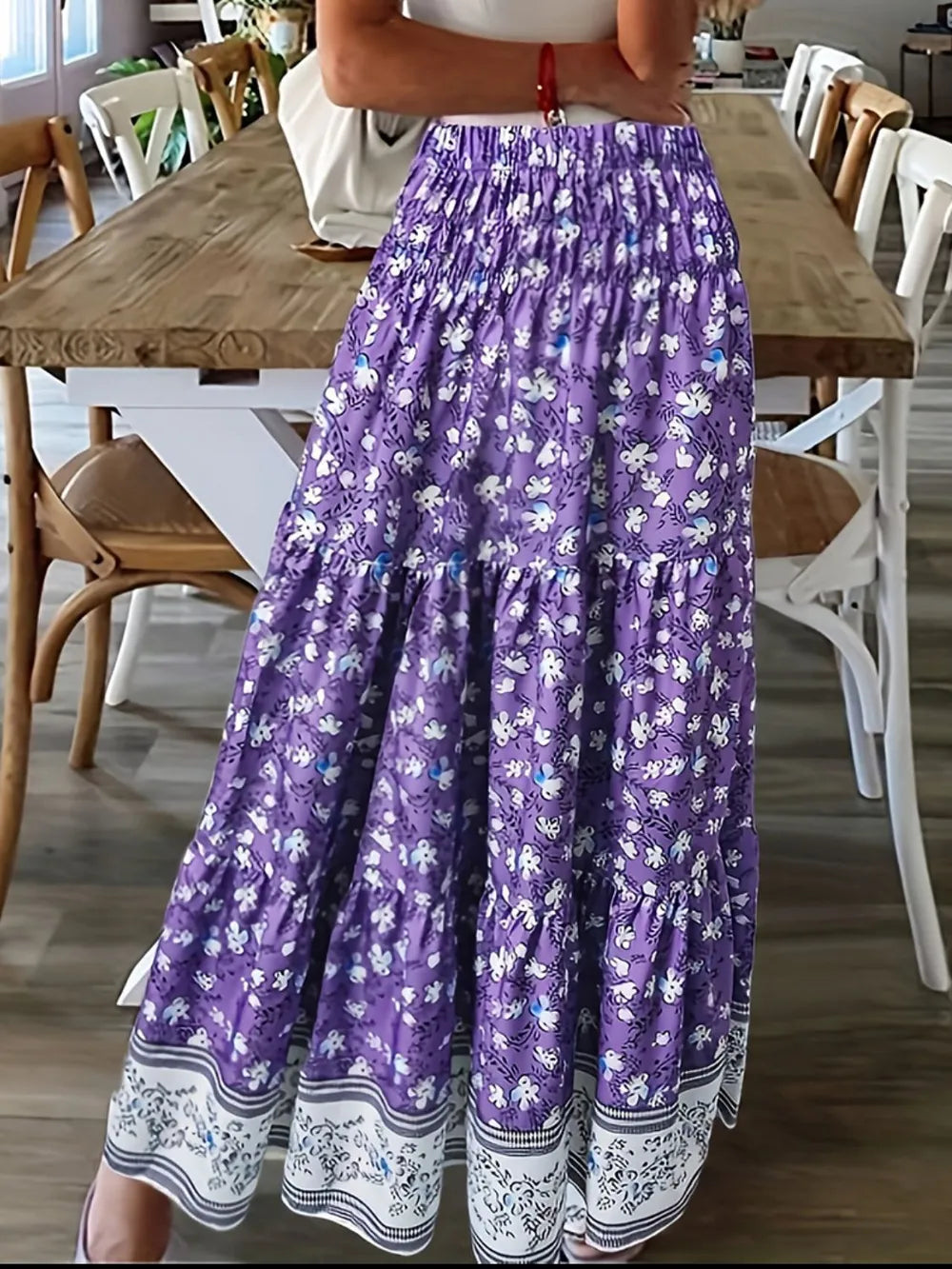 Full Size Tiered Printed Elastic Waist Skirt f043558c-4856-4861-9576-d67b6ce40fd7-Max