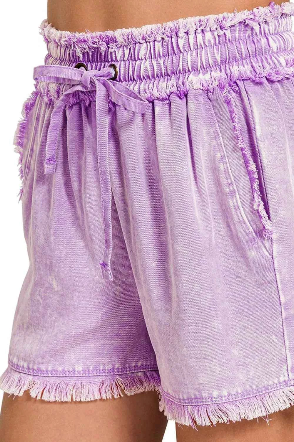 Zenana Mineral Frayed Hem Washed Shorts f04619e0-0b5c-4633-aa72-f4725f0a36b0-Max-Origin
