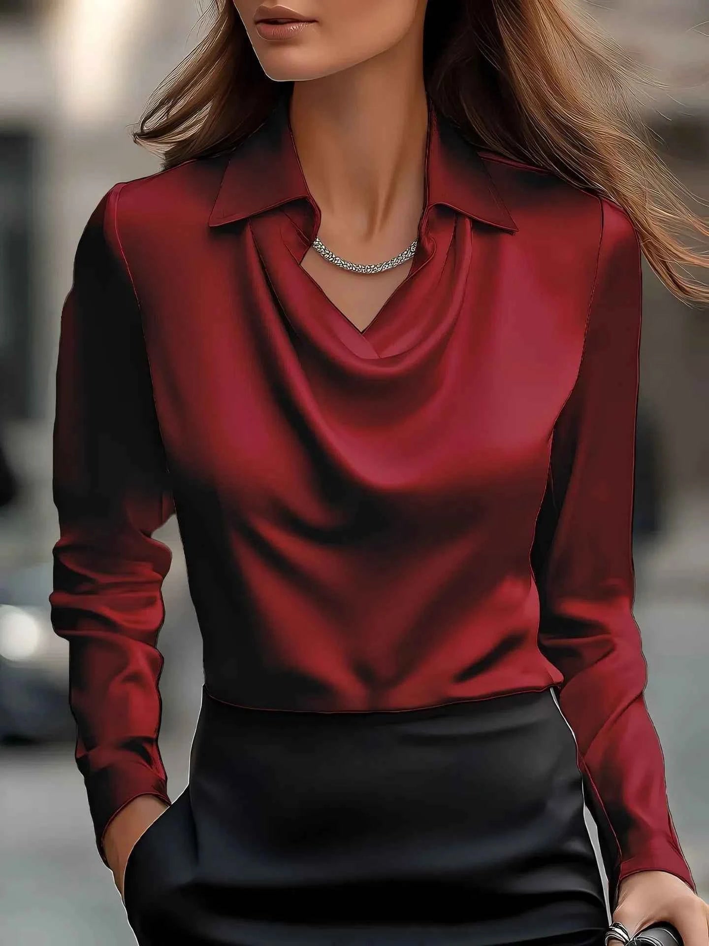 Full Size Collared Neck Long Sleeve Blouse Plus Size Burgundy f0b21b3a-7281-48aa-889d-2846fafab57c-Max-Origin