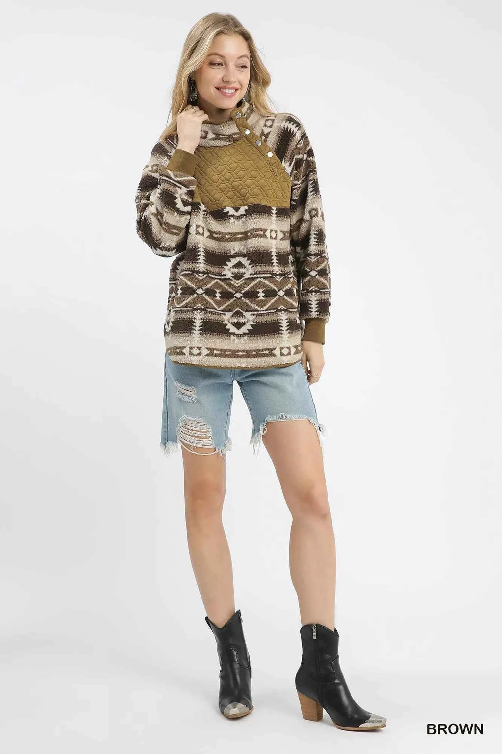Umgee Aztec Print Sherpa Pullover f0bd1cb5-8d65-4d55-abac-7df044d0cc30-Max-Origin