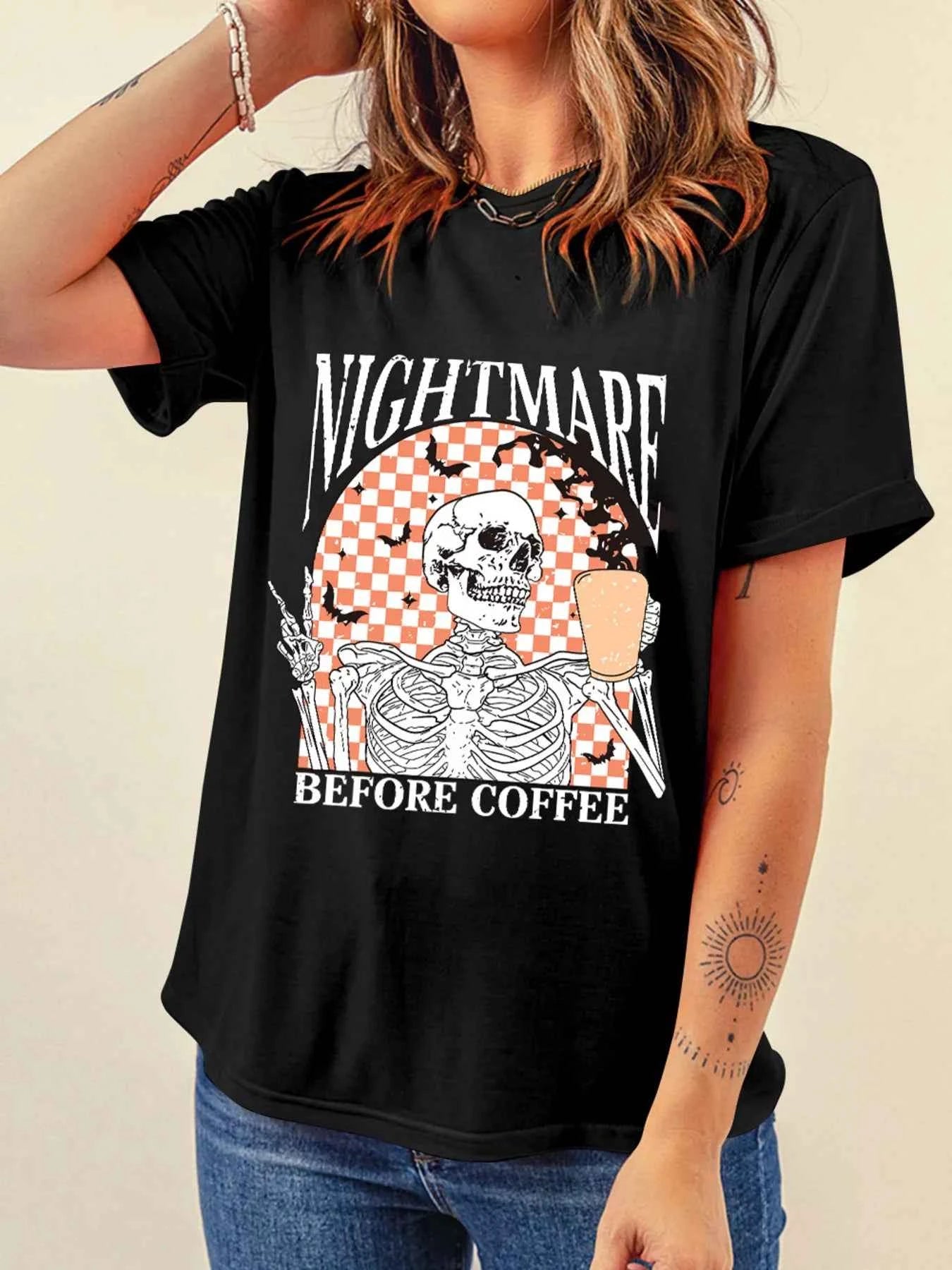 Halloween Skull Checkerboard Graphic Round Neck Tee Black f0f228da8cde4110b30f96c7954c0b65-Max-Origin