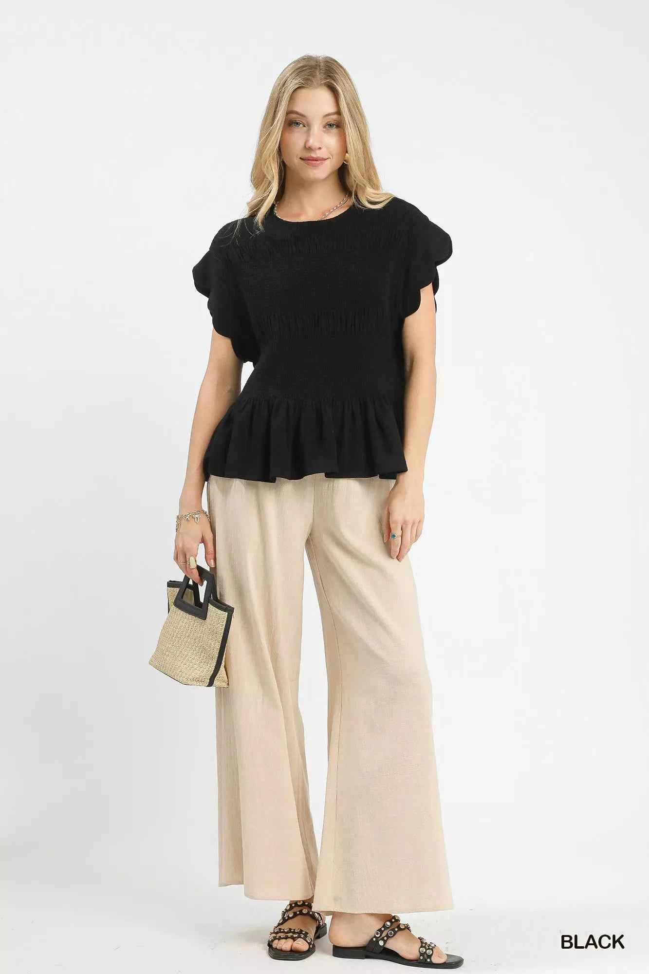 Umgee Linen Blend Smocked Peplum Blouse f0f373a2-d336-4e7c-afd2-f103ea994346-Max-Origin