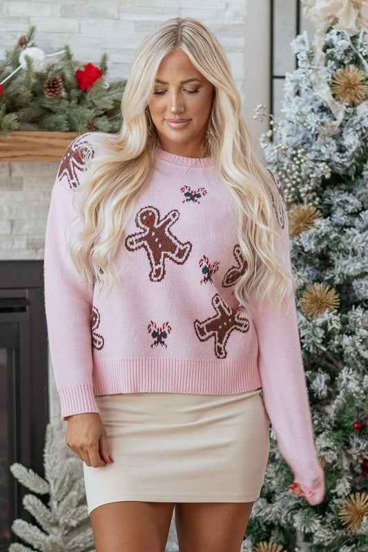 Christmas Ginger Bread Man Round Neck Sweater