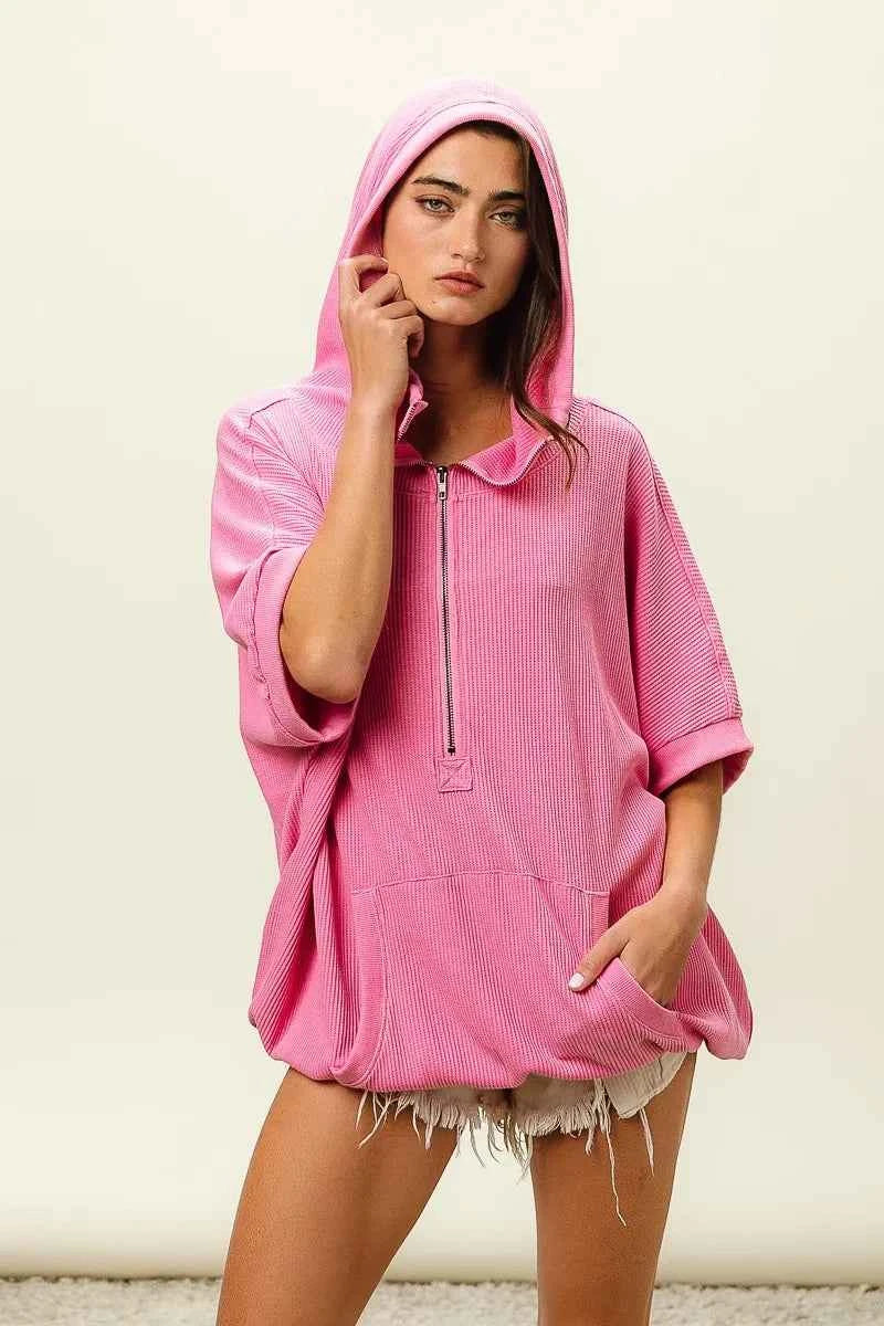 BiBi Vintage Washed Waffle Thermal Hoodie f105fa0eedfa4c7a8f2345175614da5a-Max-Origin