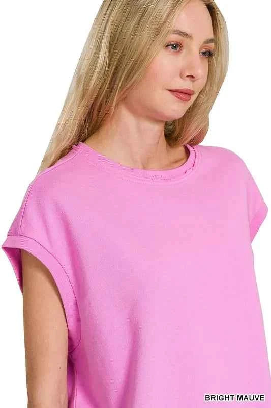 Zenana French Terry Round Neck Cap Sleeve T-Shirt f10f160e2e8e47009551e4ce5879c36d-Max-Origin