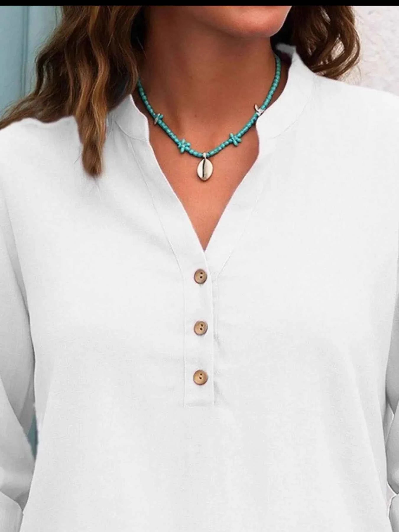 Full Size Button Detail Notched Long Sleeve Blouse Plus Size f132d404-1092-4697-85a9-193d59814a64-Max-Origin