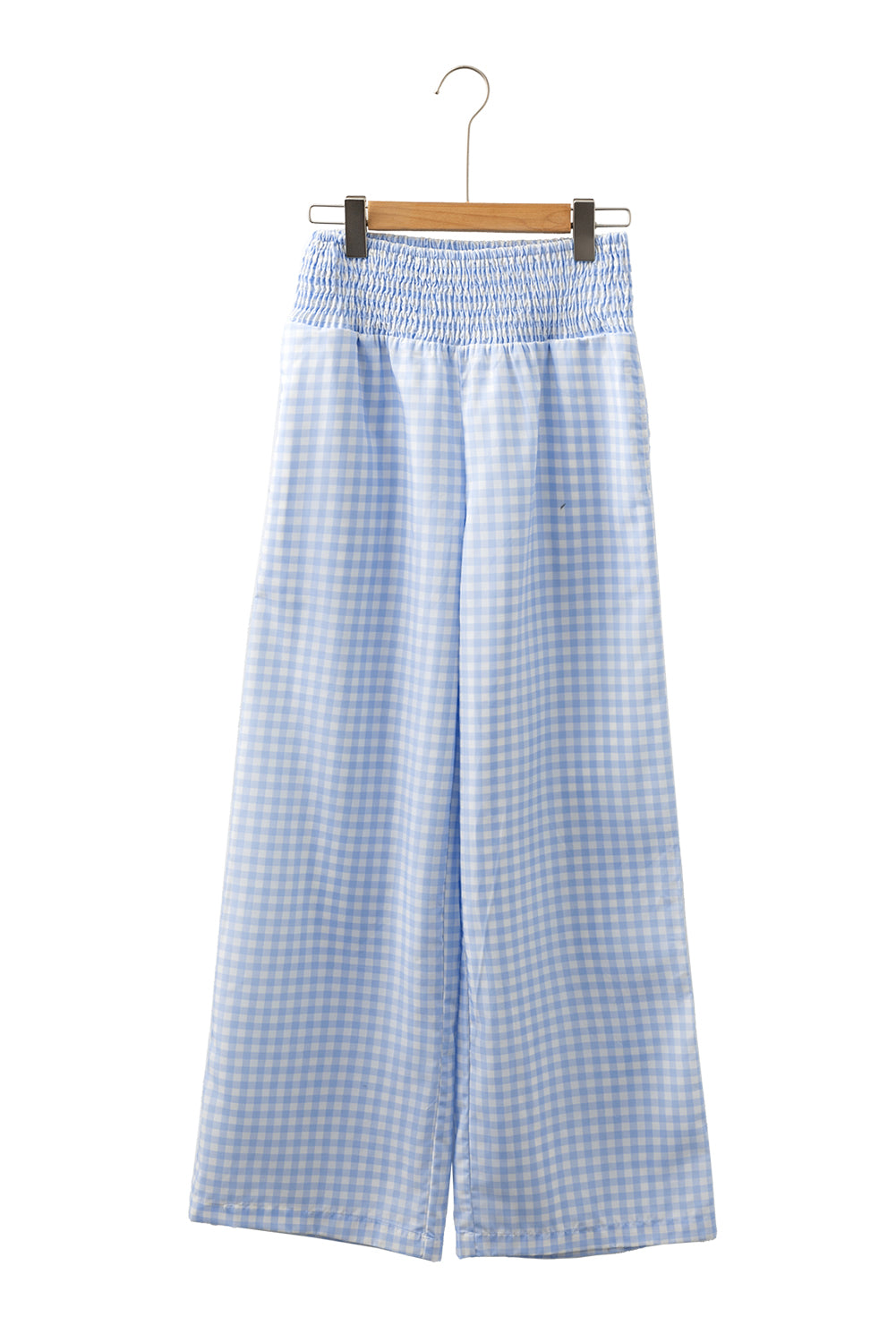 Myosotis Gingham Smocked High Waist Loose Pants f189c3334319ae36