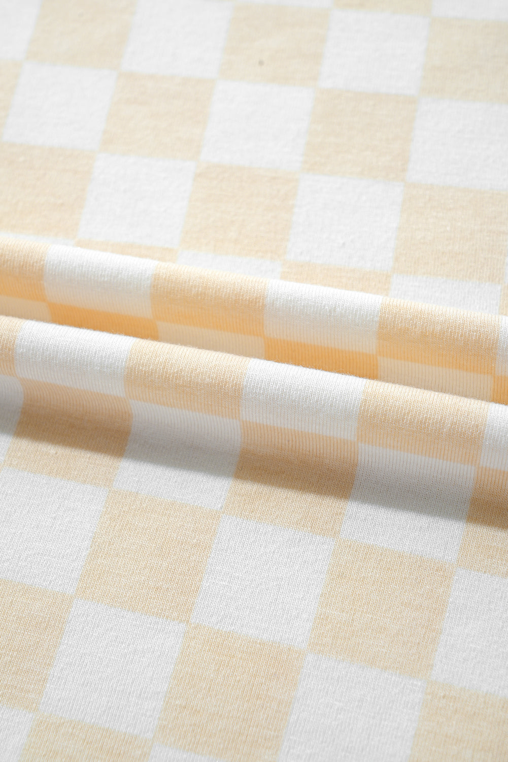 Beige Checkered Print Long Sleeve Loose Fit Pajama Set f18e39cbeddd487c