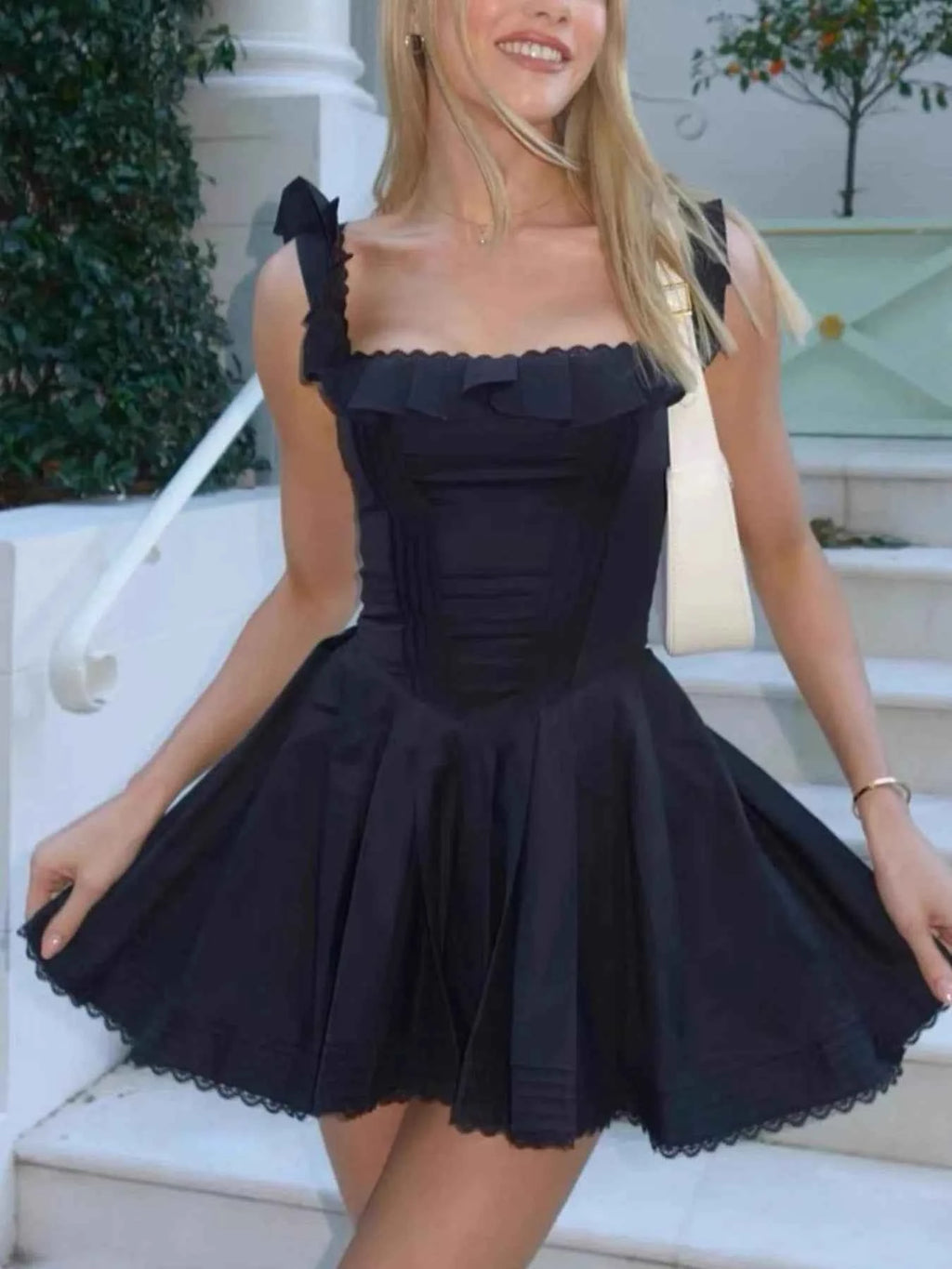 Square Neck Pleated Mini Dress f1a7f47e-9b12-4290-9762-a45122ff84ec-Max-Origin