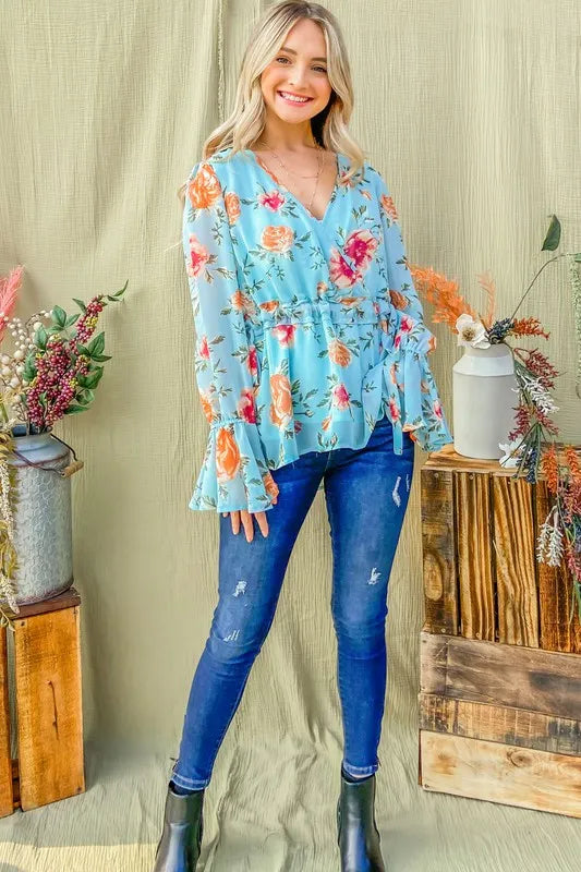 And The Why Floral Print Draw String Bell Sleeve Top f1eb170abeb24780b11b4c6096cb6e1f-Max-Origin
