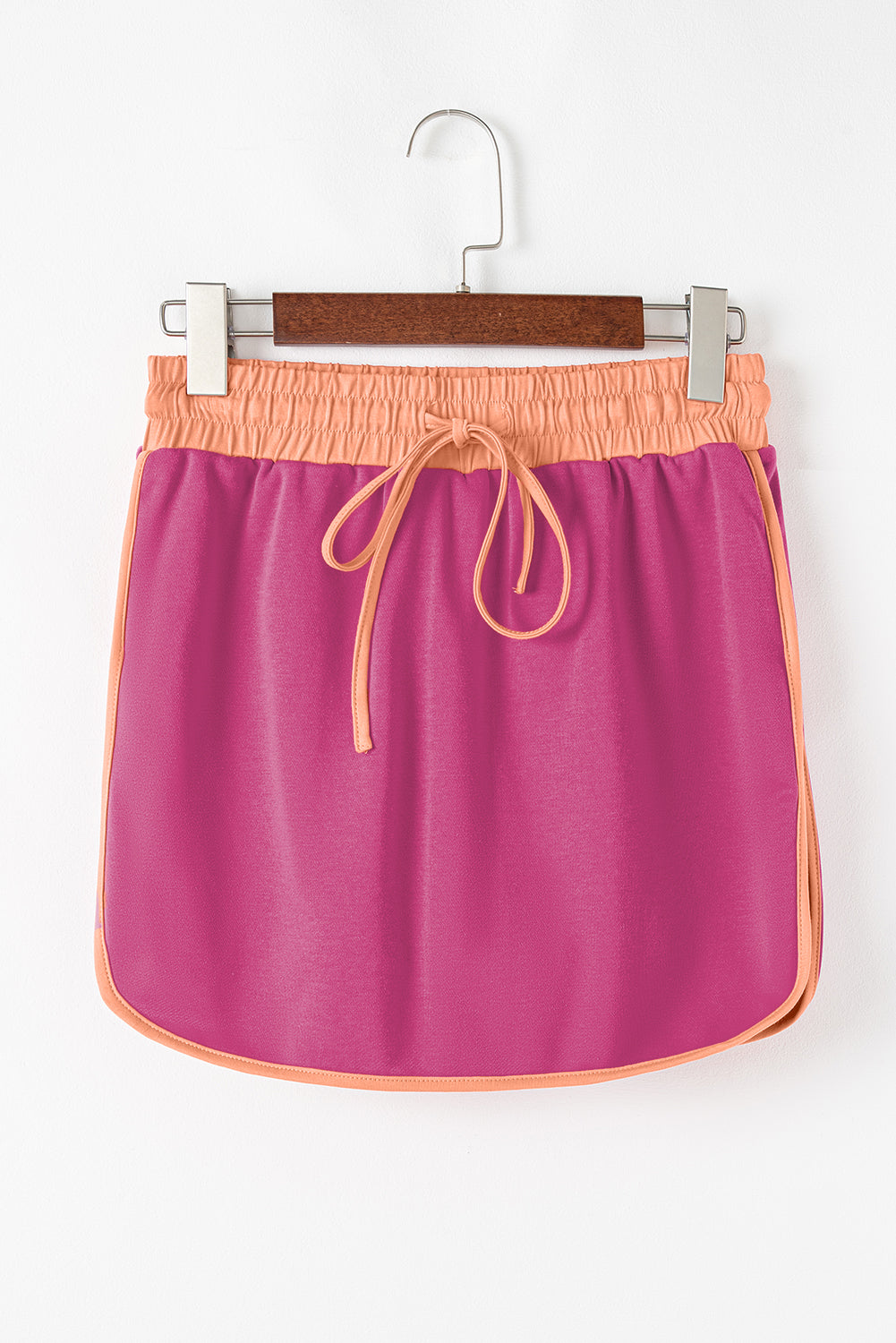 Rose Red Contrast Trim Loose Pullover and Lace-up Waist Shorts Set f1fbe8ff129d6bd1