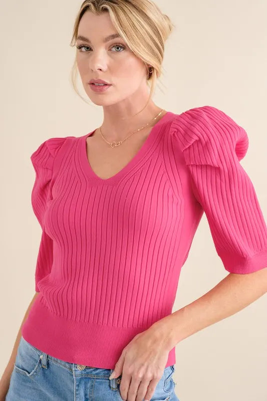And The Why Puffed Half Sleeve Rib Basic Top f20c3a65e69d4ccdb8308eace1da9859-Max-Origin