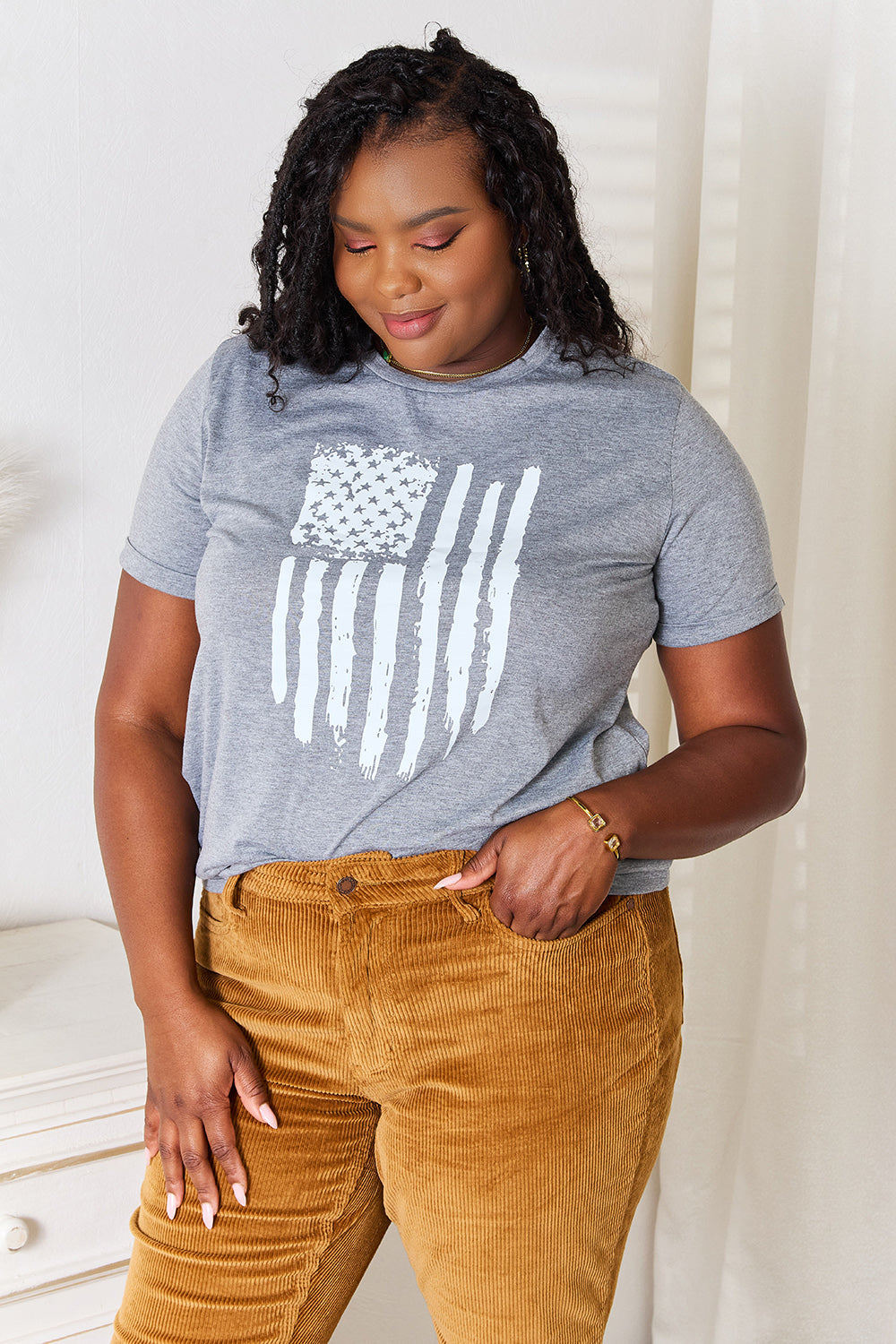 Simply Love US Flag Graphic Cuffed Sleeve T-Shirt f21fde7742314cbca8de7eb825b3b3e0-Max