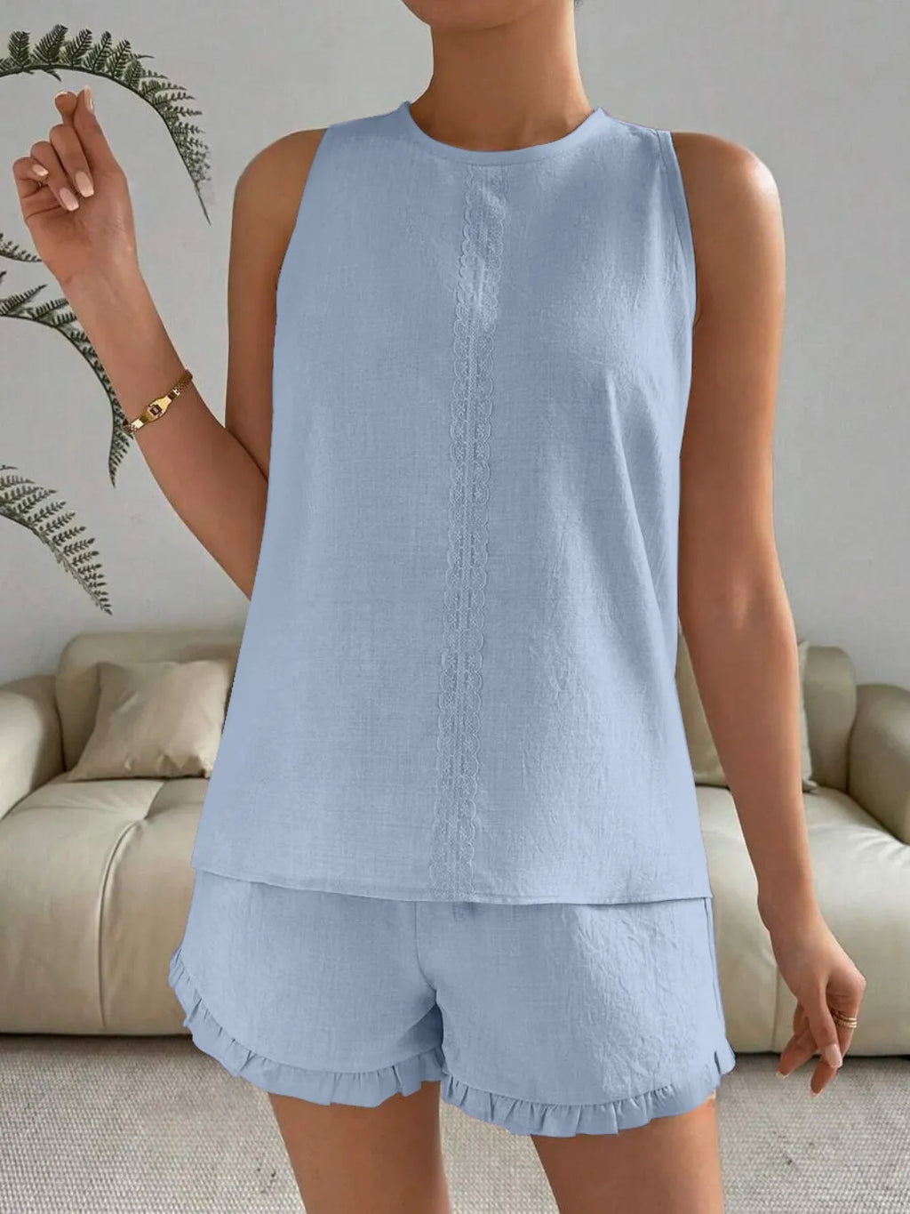 Lace Detail Round Neck Tank and Shorts Set f2349f34-b9e2-4efc-9200-db5d207f51cb-Max-Origin