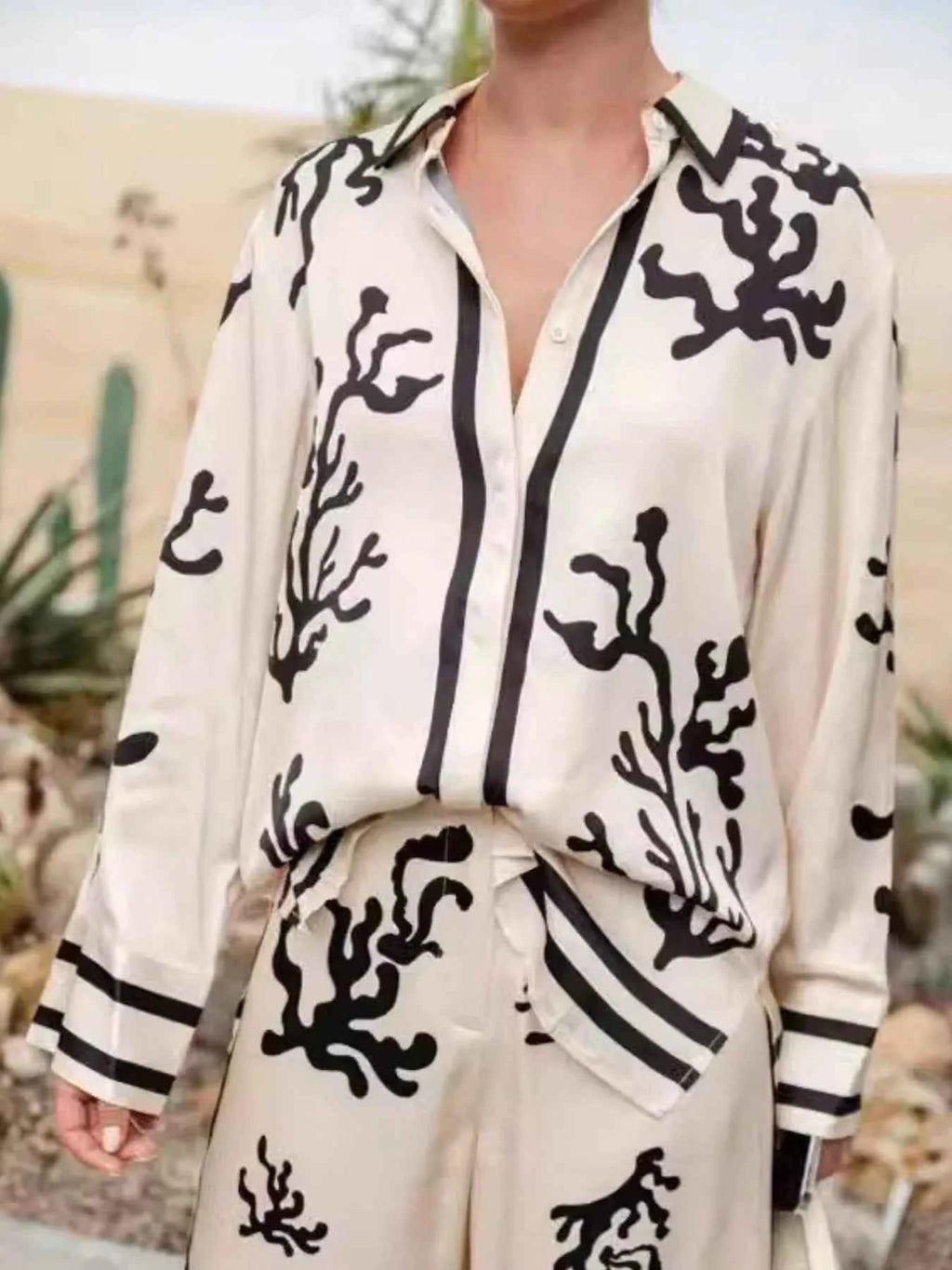 Printed Long Sleeve Shirt and Pants Set Beige f23eb85f-f42f-4ffd-8bdf-84432eb551ff-Max-Origin