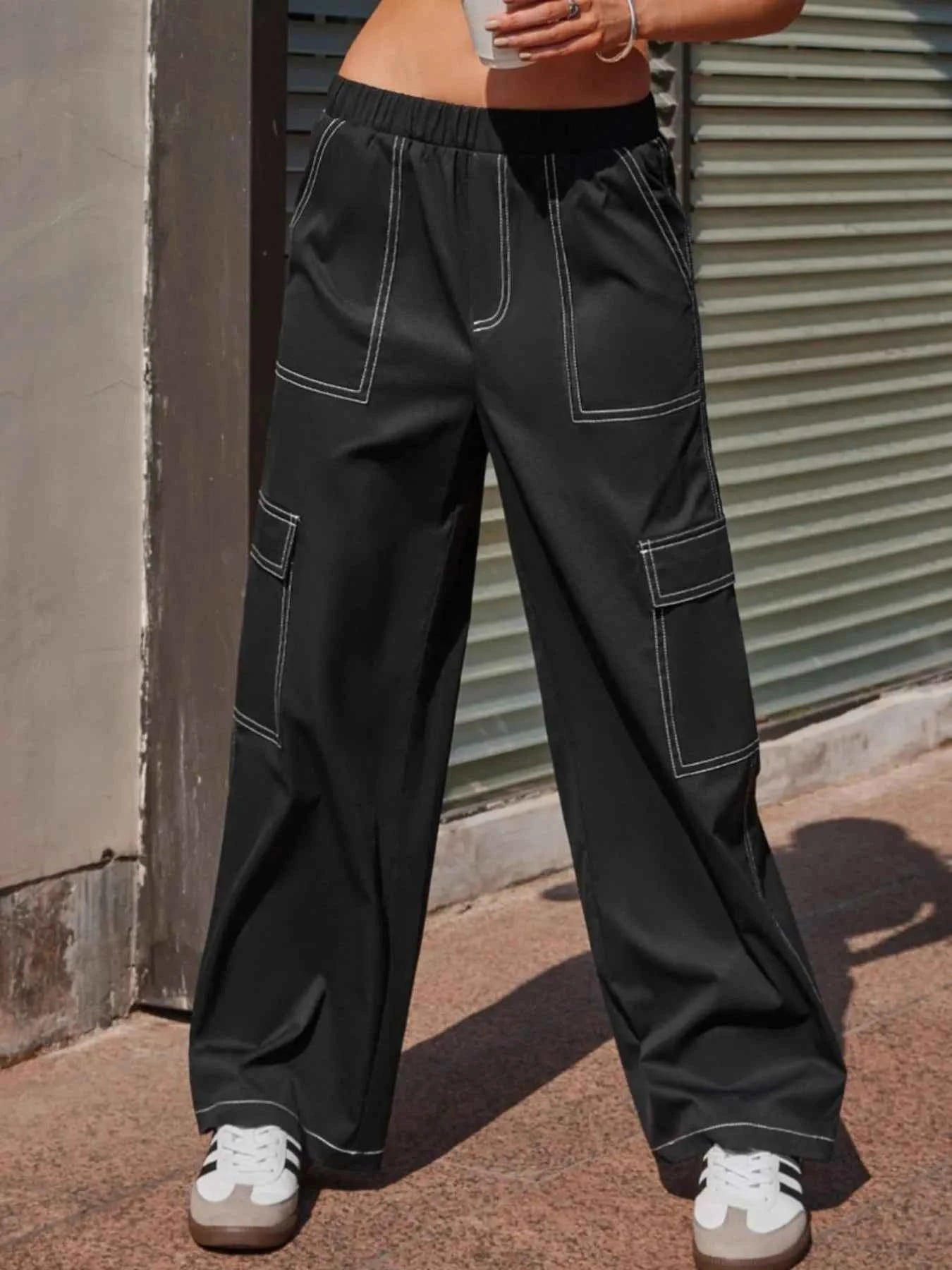 Wide Leg Pants with Contrast Stitching f2622afa-9312-46e3-8144-63f1de6a842c-Max-Origin