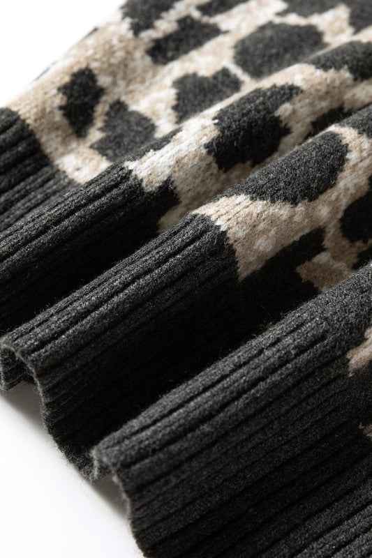 Leopard Contrast Trim Drop Shoulder Sweater f275d0c2-e366-4abb-b5a1-ca04c05e036a