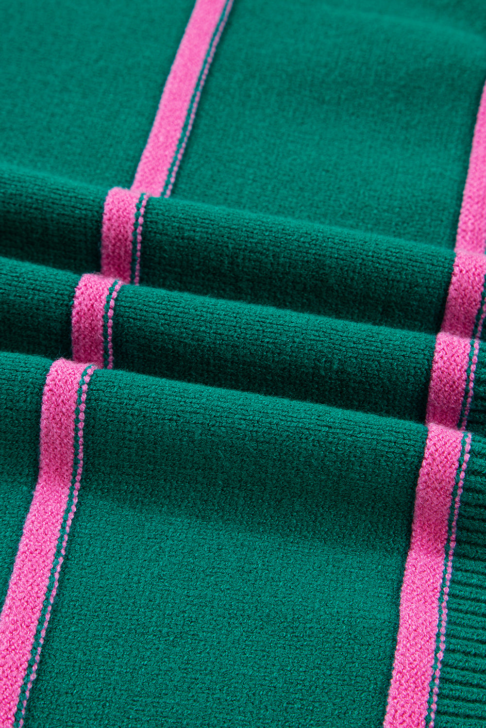 Green Striped Half Button Drop Shoulder Oversized Sweater f27c2929a4b54639