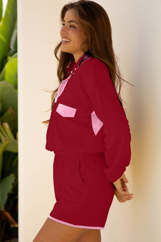 Colorblock Patchwork Pullover and Shorts Set f28cbf86-b165-4394-8f98-afa144bd283c