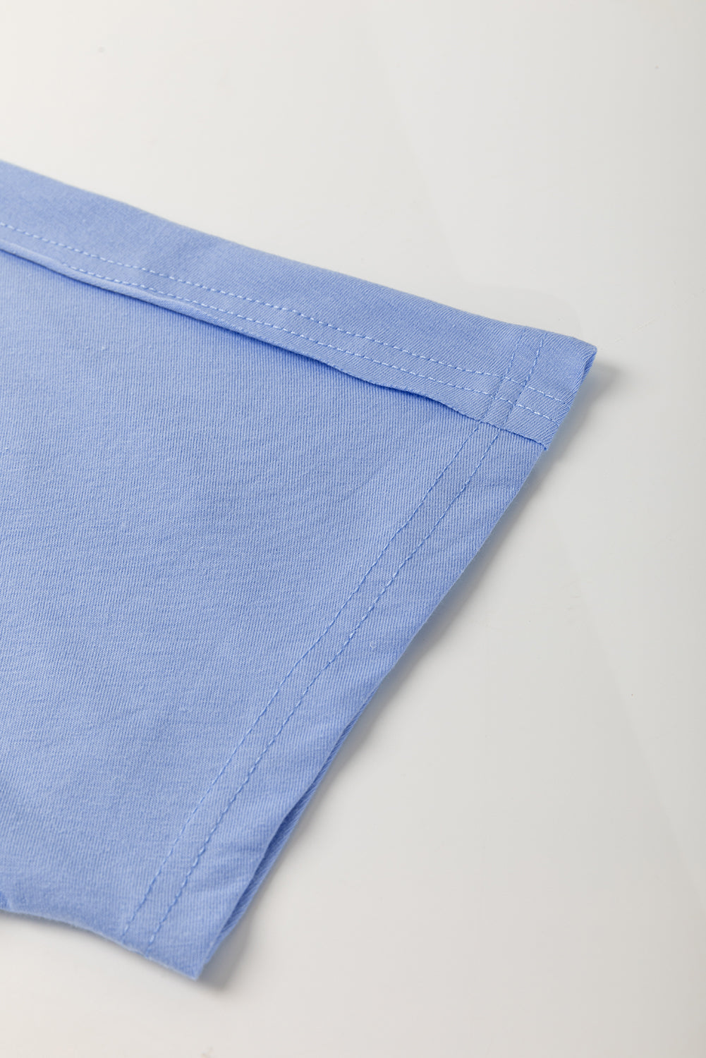 Sky Blue Flower Patched Exposed Stitching Trim Loose Tee f2a2b315419d0679