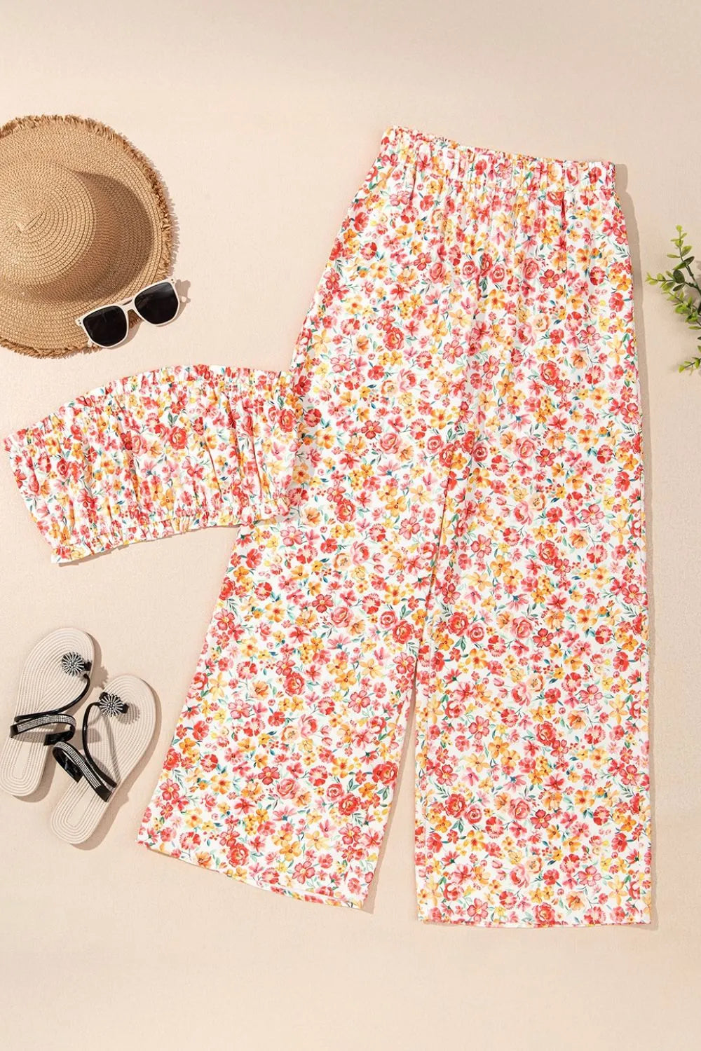 Boho Floral Bandeau Top and High Waist Wide Leg Pants Set f2d21af8-1044-4d8b-9dd9-c0e2954f2072-Max-Origin