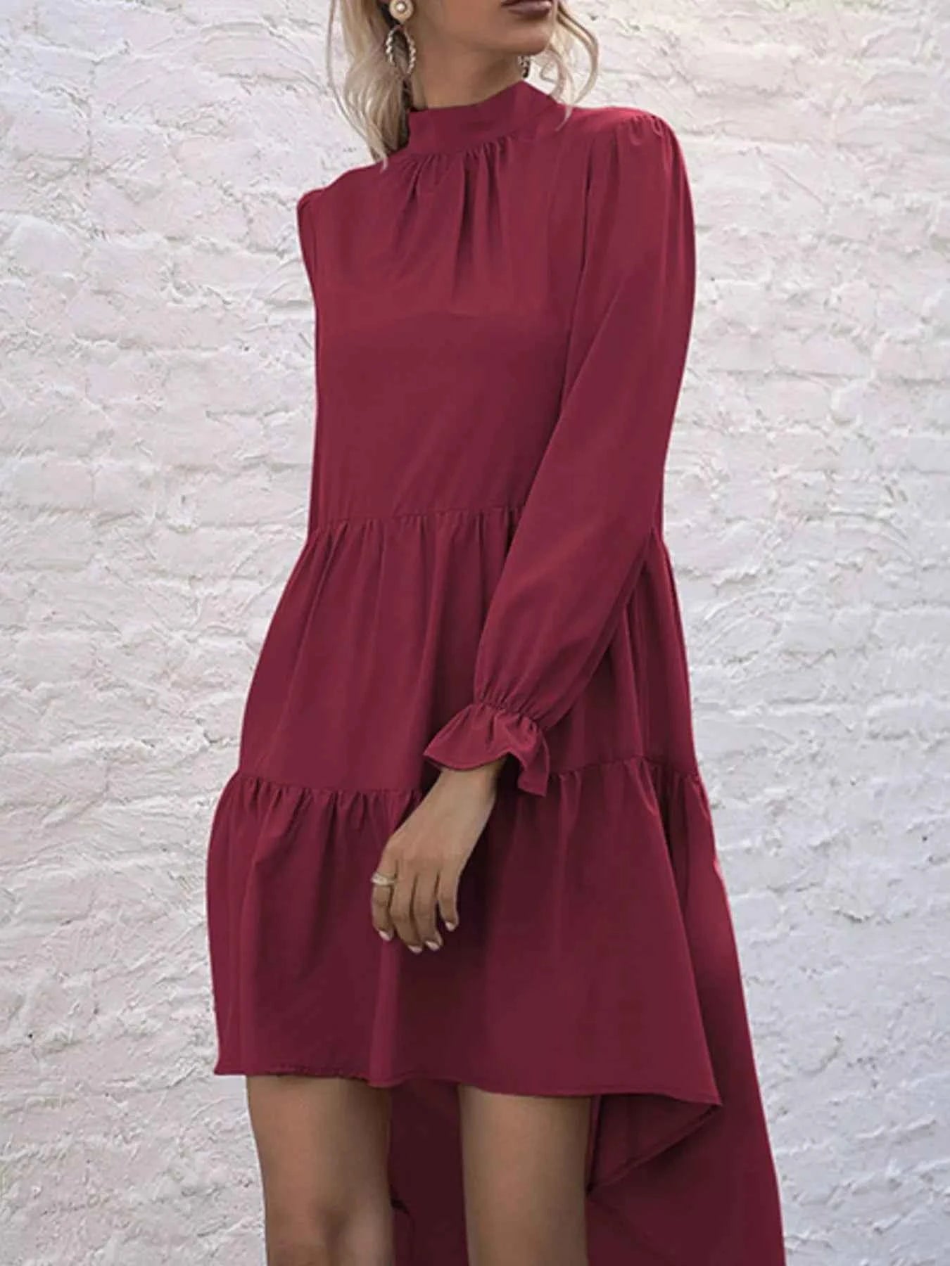 High-Low Flounce Sleeve Dress f30af064-610b-465a-938b-4ac2680163ae-Max-Origin