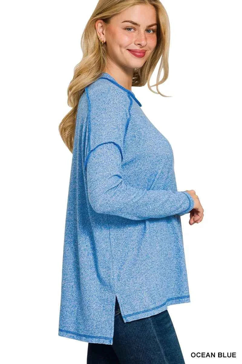 Zenana Full Size Melange Hacci Exposed Seam Hi-low Tee Plus Size f31260fff8eb42ecba829394566fb774-Max-Origin
