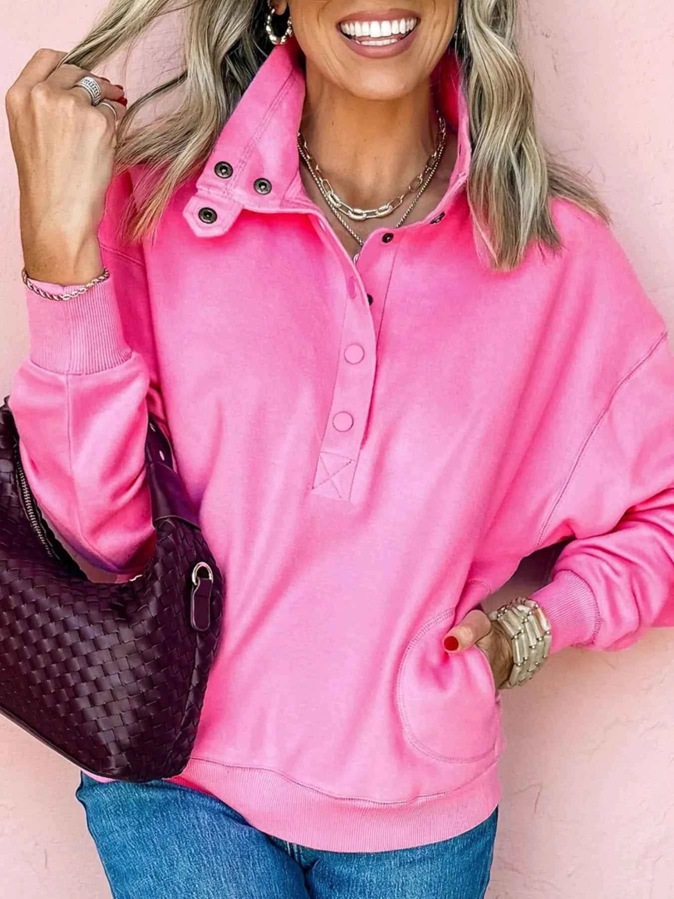 Snap Front Long Sleeve Sweatshirt f3184578-42fa-4de3-b08f-59086c090529-Max-Origin