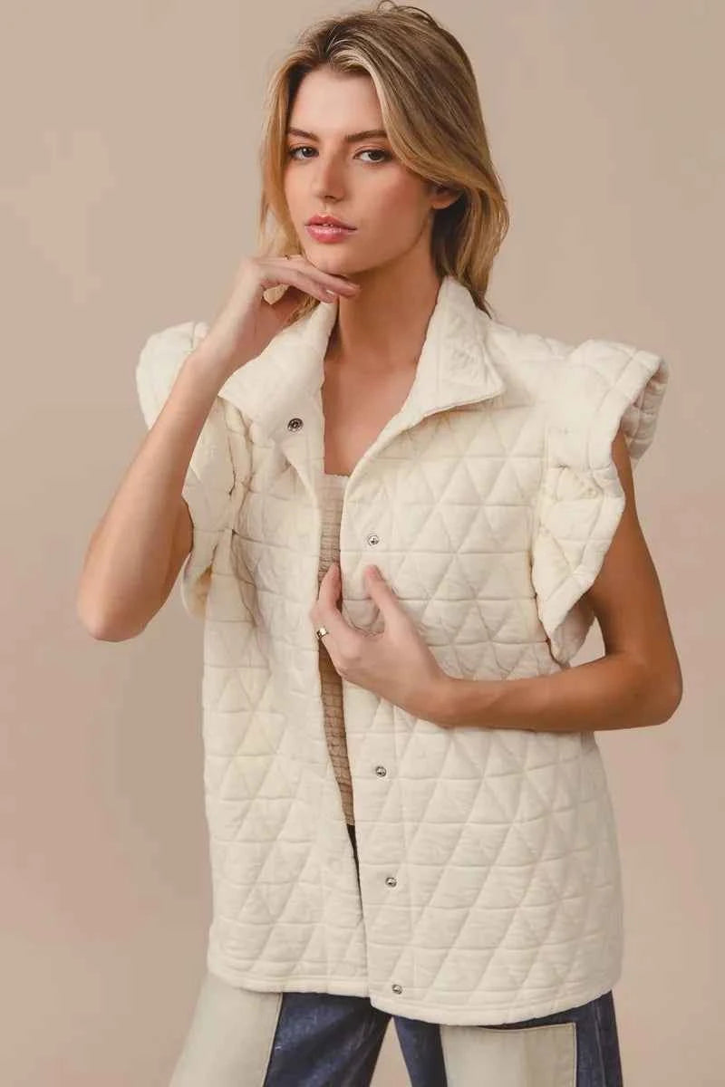 BiBi Quilting Knit Ruffle Sleeve Vest f33afa0a60fd429584b237f8c58e6a2f-Max-Origin