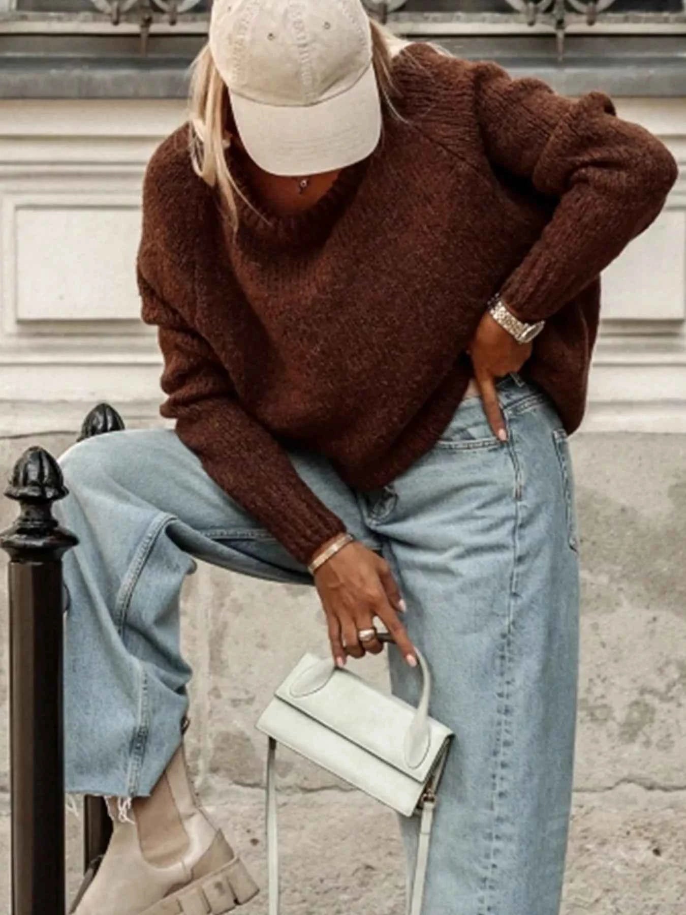 Round Neck Drop Shoulder Sweater f3502606-2b71-46d2-94c8-4e324eccc109-Max-Origin