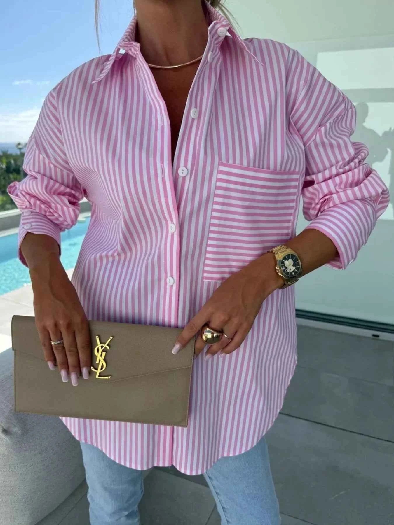 Striped Oversized Button-Down Shirt f391074e-04c4-44a3-ace3-bae65dad7914-Max-Origin