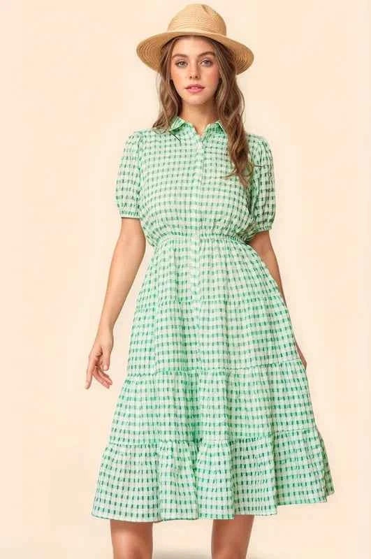 Davi & Dani Checkered Puff Sleeve Tiered Shirt Dress f3ac463dc84948d9822ac1b8005ad333-Max-Origin