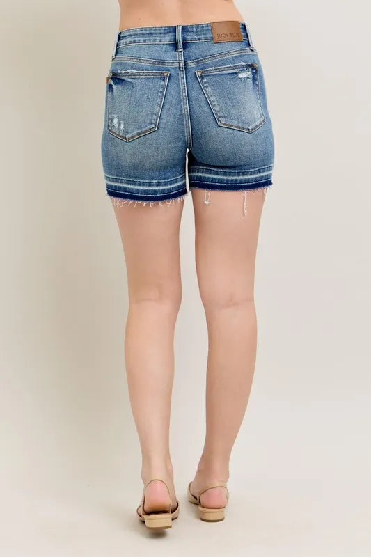 Judy Blue Full Size Mr Tummy Control Vintage Wash Release Hem Shorts Plus Size f3b19d6ab33c4f87aae43dc663d6d355-Max-Origin