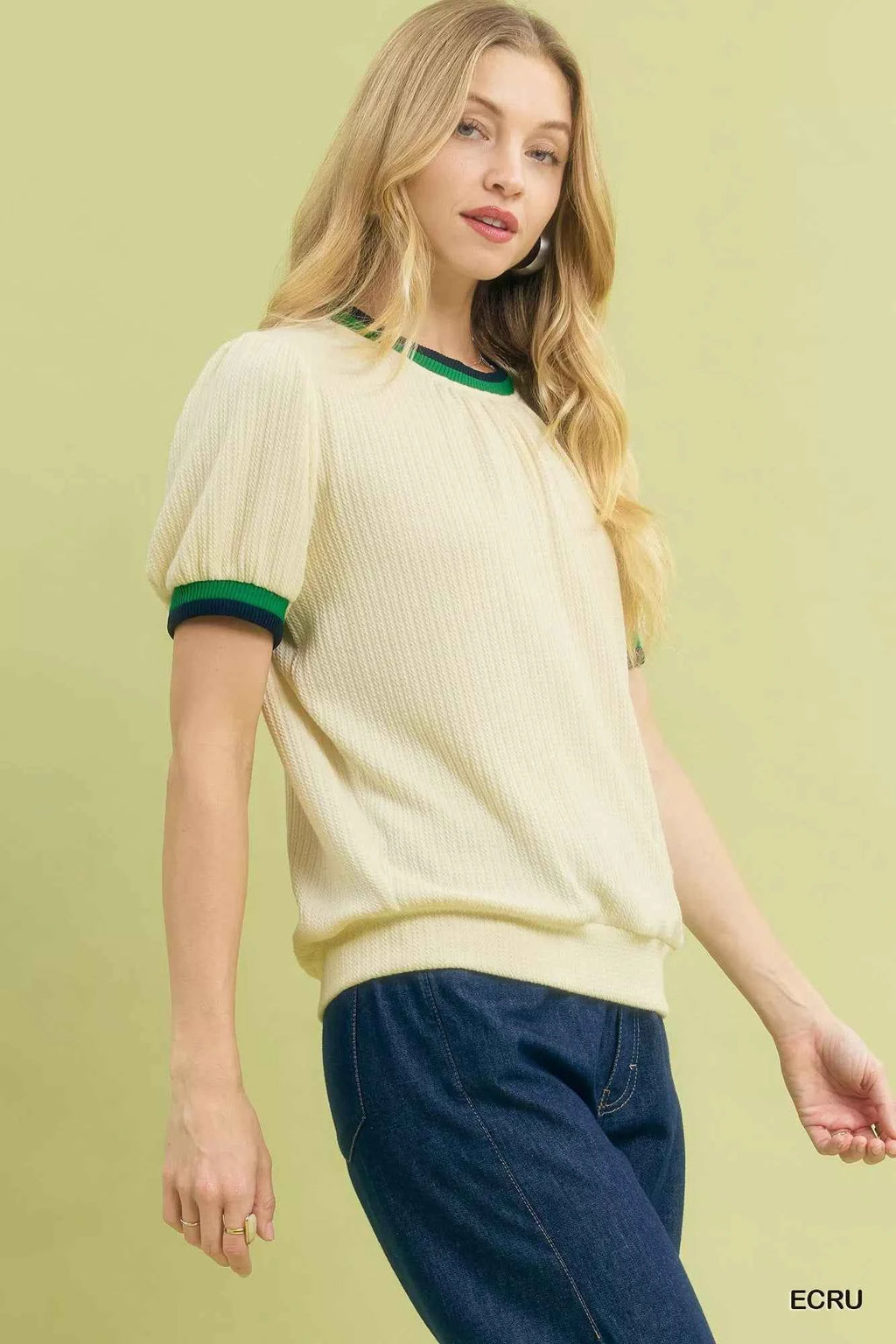 Umgee Puff Sleeve Knit Top with Contrast Rib Trim f3b4f108-27ca-4bd4-aacd-6c1687458d88-Max-Origin