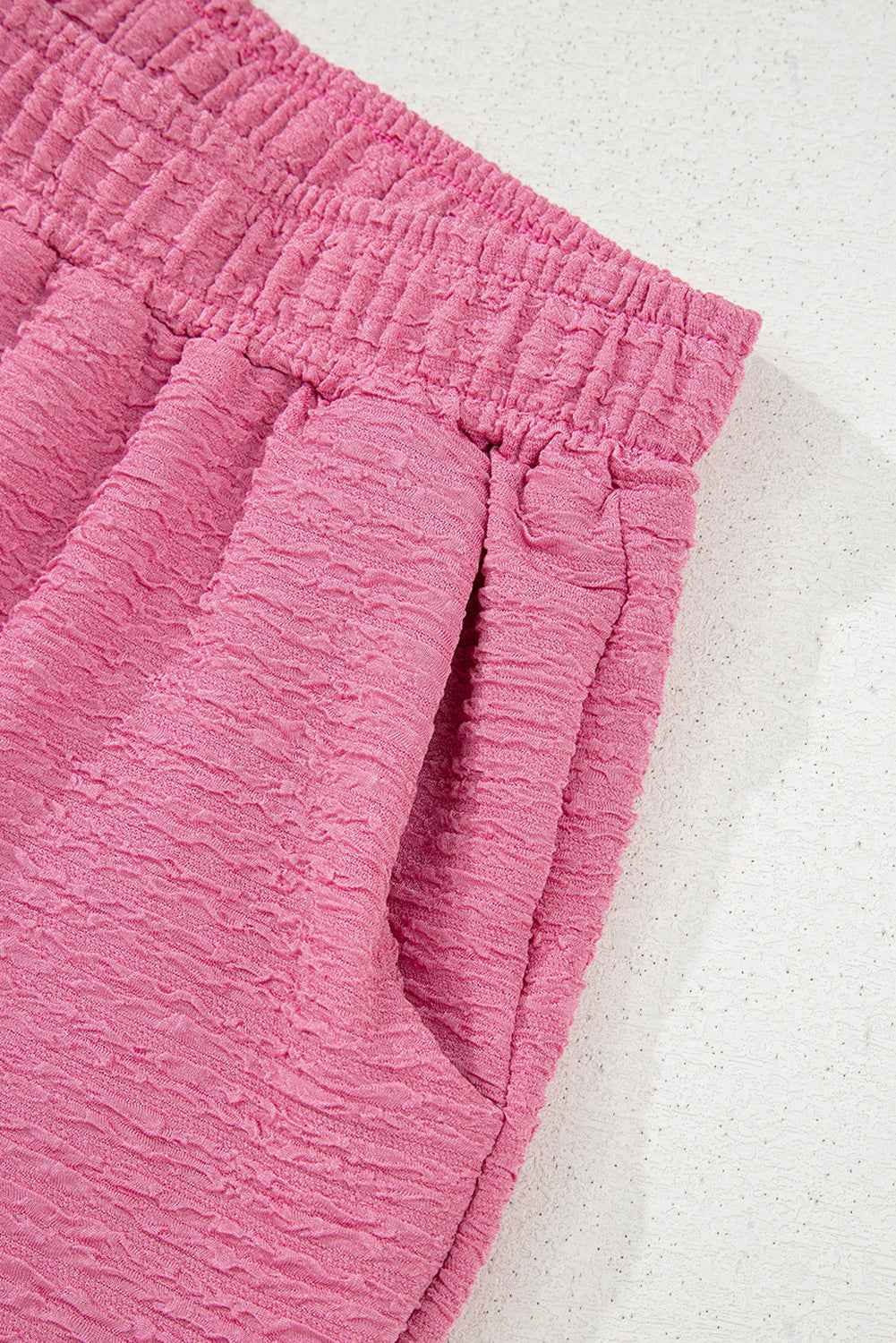 Pink Textured V Neck T Shirt and Shorts Set f3c3088d6eb797dd
