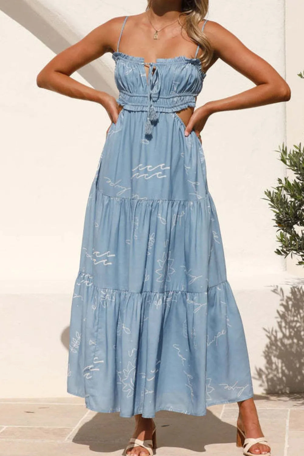 Cutout Printed Sleeveless Midi Cami Dress Light Blue f3c37616-a8e2-4584-8442-3e277c8c42e5-Max-Origin