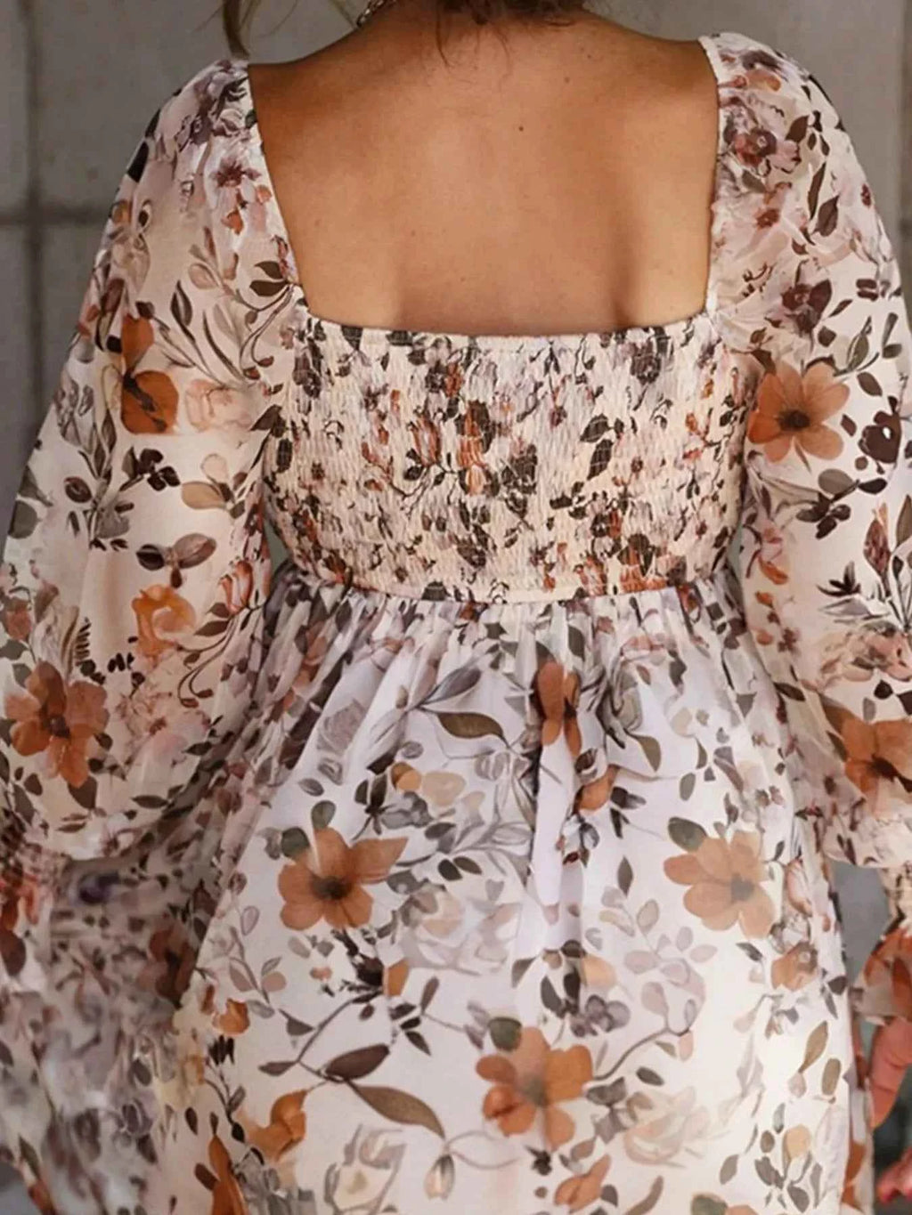 Floral Print Sweetheart Neck Long Sleeve High Waist Mini Dress f3ee5afe-d235-4d0a-b12d-a5e59381d1ca-Max-Origin