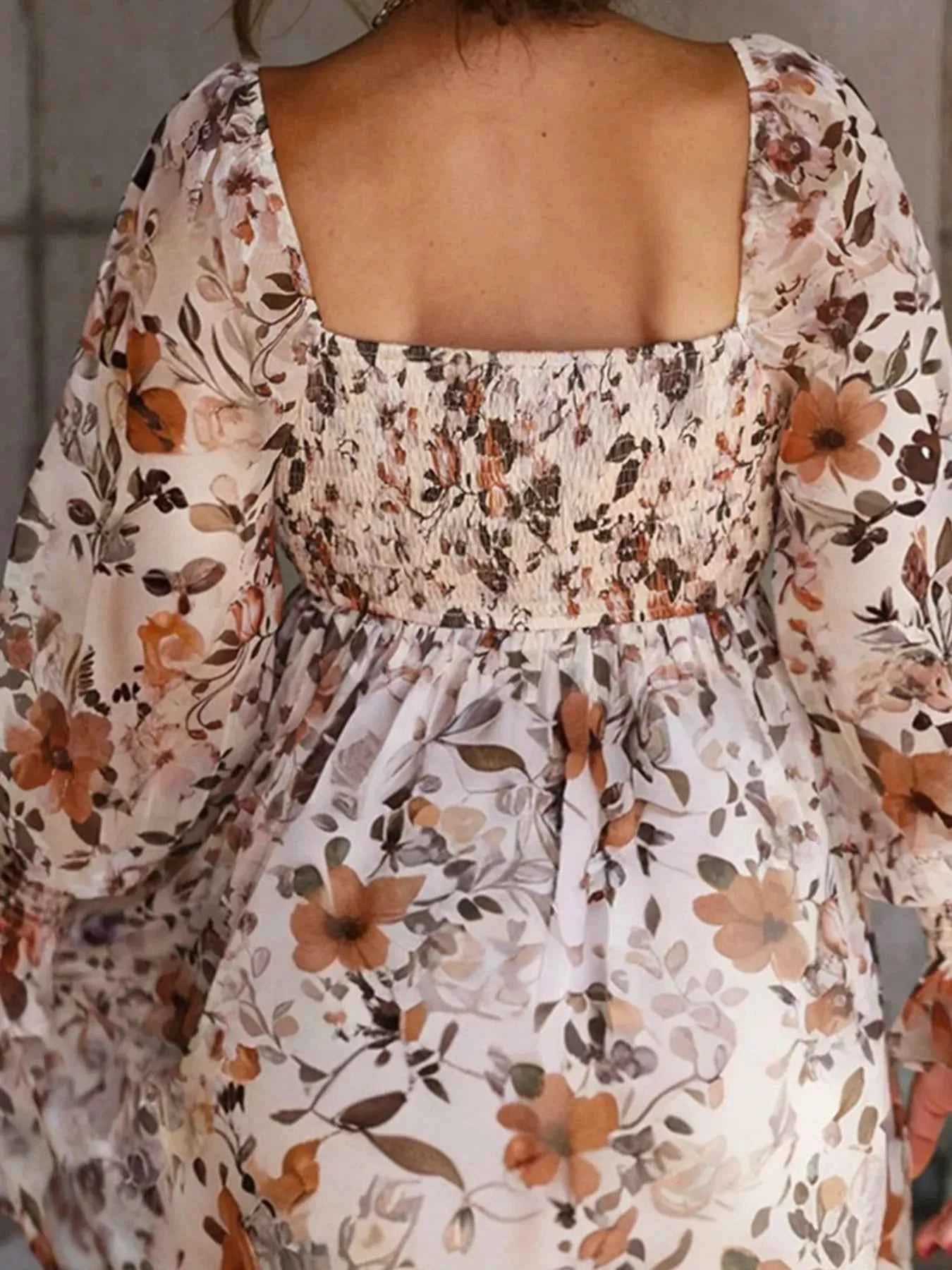 Floral Print Sweetheart Neck Long Sleeve High Waist Mini Dress f3ee5afe-d235-4d0a-b12d-a5e59381d1ca-Max-Origin