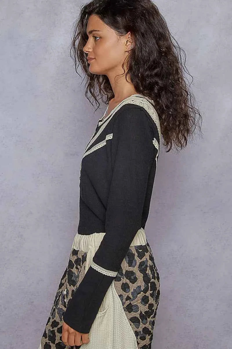 POL Ribbed Half Button Lace Detail Knit Top f4011fc2-11bc-4b55-aa73-b181fe20719f-Max-Origin