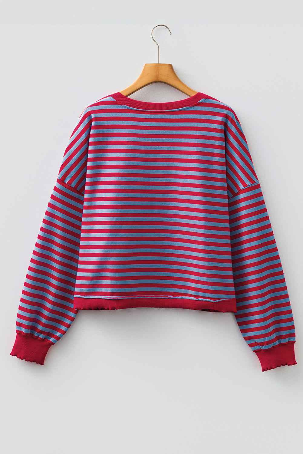Red Stripe Exposed Seam Contrast Ribbed Trim Oversize Sweatshirt f407c1613958329d