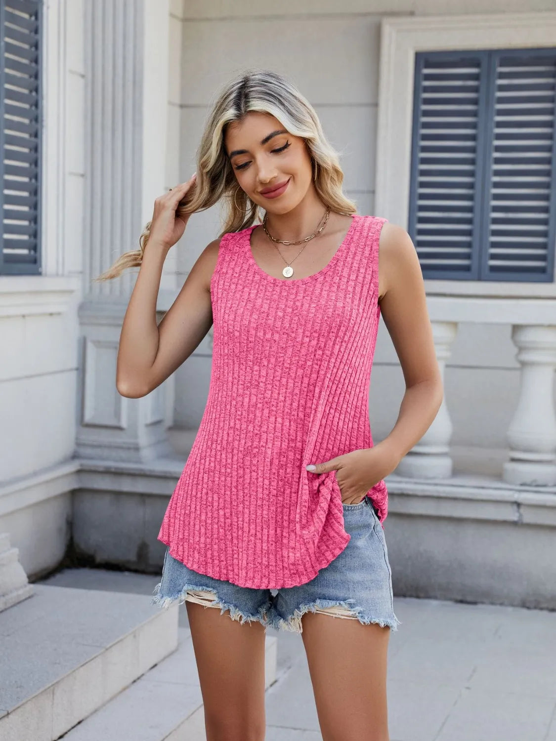 Ribbed Round Neck Tank f43d87ff-a210-48bc-8272-c2c0d43e57b4-Max-Origin