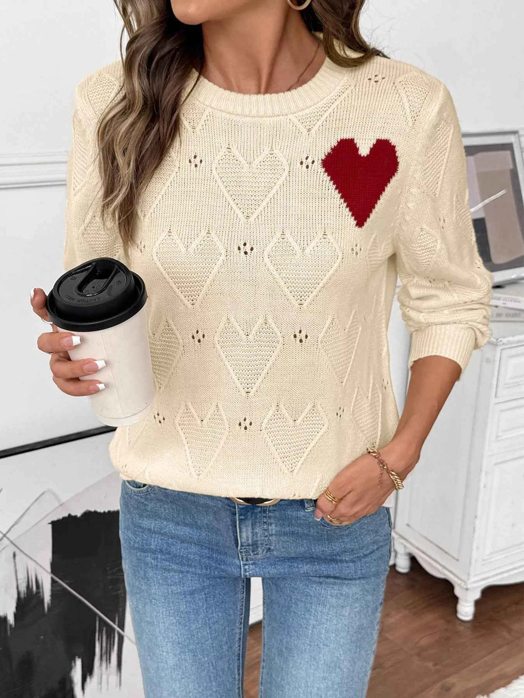 Openwork Heart Round Neck Sweater f441039e1b504b70bc468888c9adae06-Max-Origin