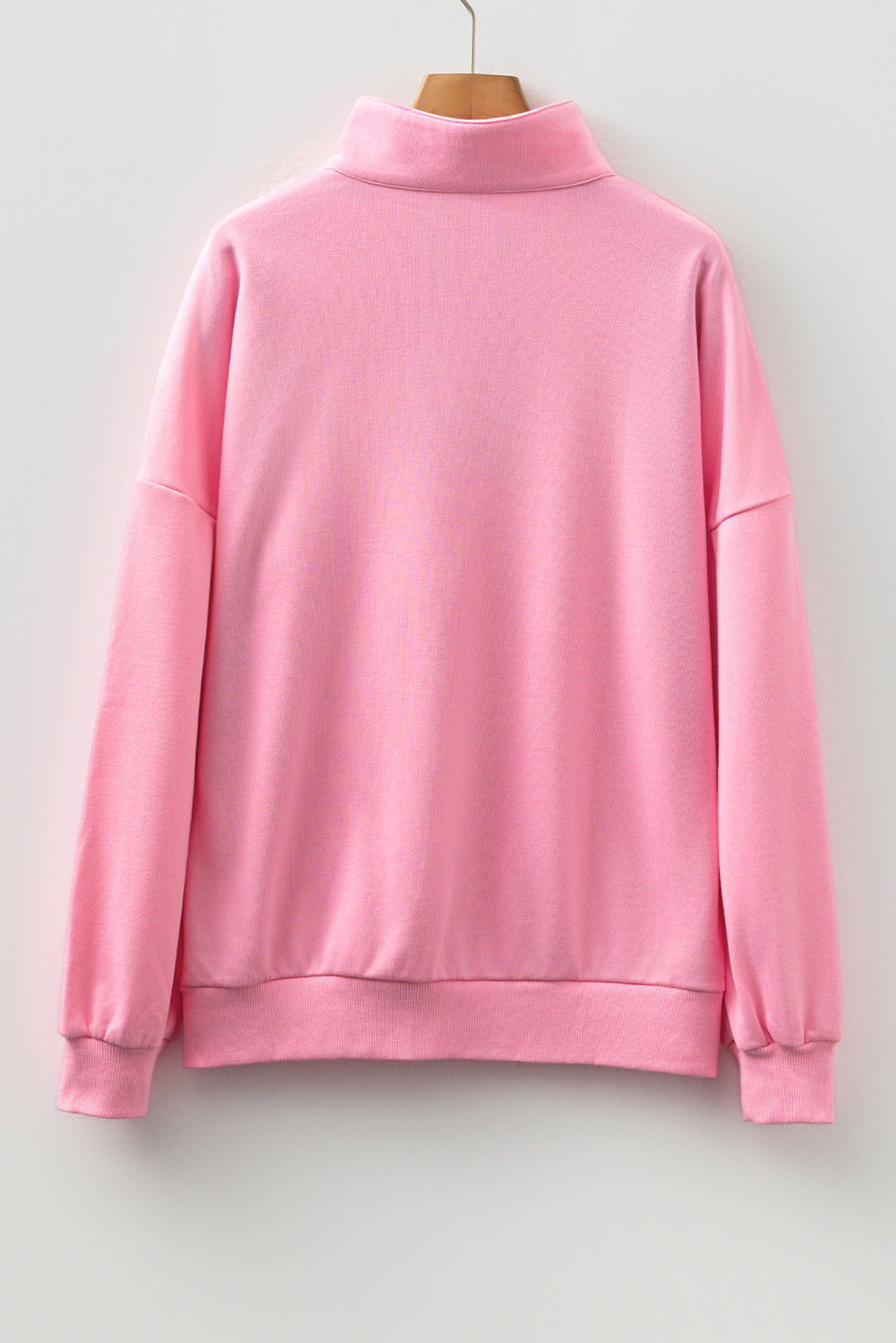 Sachet Pink Pop of Color Collared Patchwork Pullover Sweatshirt f457f5fe83fb9e62