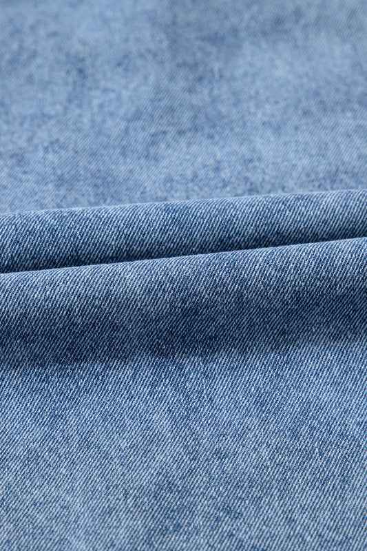Solid Denim Collared Patch Pocket Mini Dress f4598c4b-d3c9-402a-9df3-f809f2fdfd27