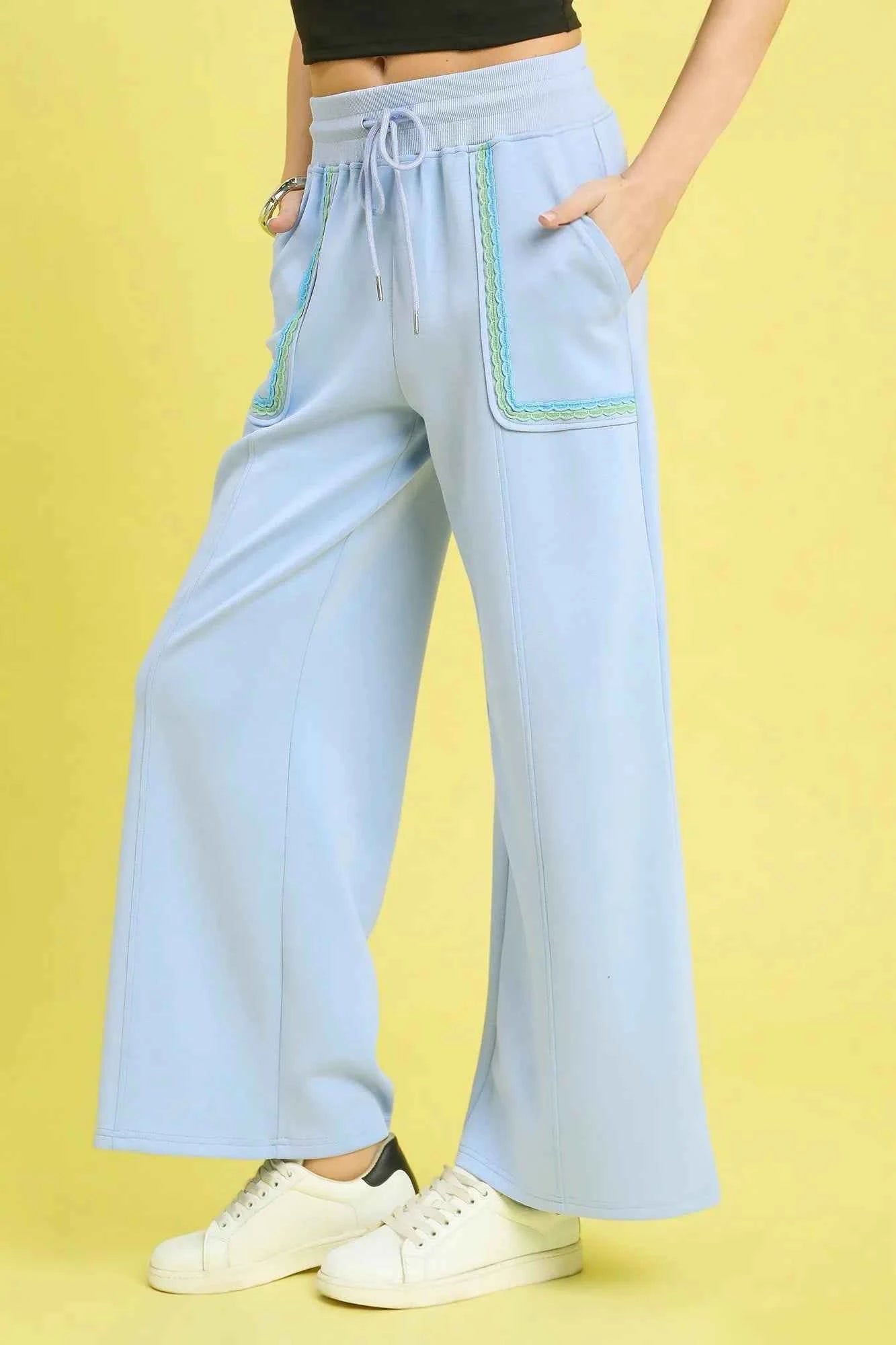 Umgee Drawstring Wide Leg Pants with Scallop Trim Detail f47cb50b-17ed-4b10-9c78-587dd21a9ea4-Max-Origin